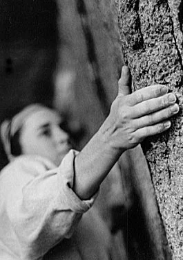 Anne did a series of hand shots because as she says, "the hands are so beautiful and crucial to climbing." Here, Janet Bergman grabs a sidepull at Pawtuckaway, New Hampshire.