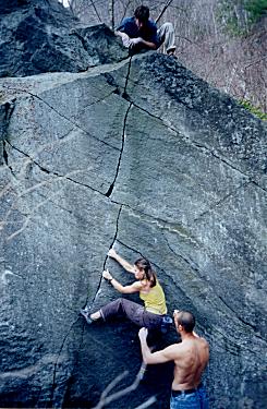 Zig Zag Crack, V1, at Rumney, NH. Photo by Dave Jusseaume.