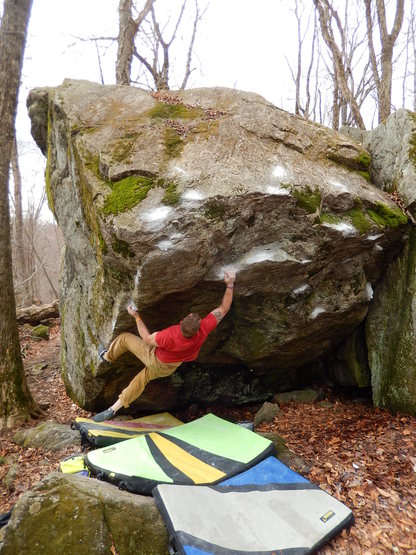 Instant Yoga, V8, at Nine Corners Lake, NY. Photograph by Justin Sanford.
