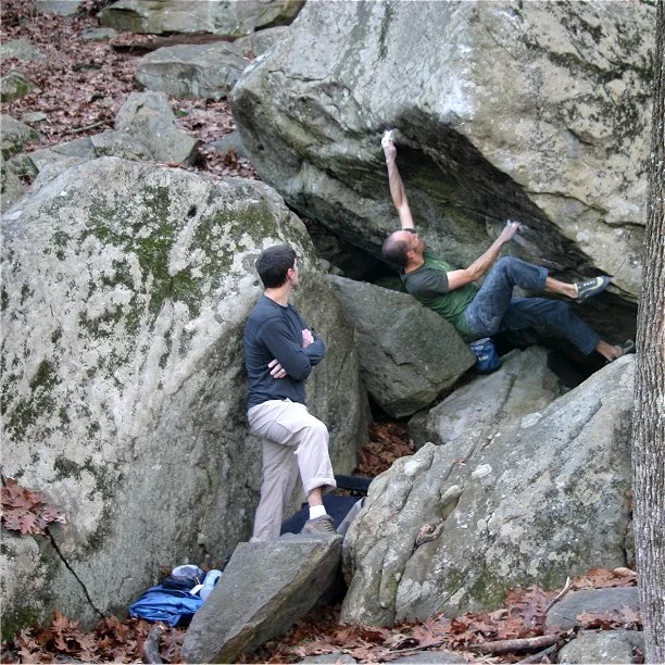 Last Call, V7, Lincoln Woods, RI. Photograph by Michael Hartford.