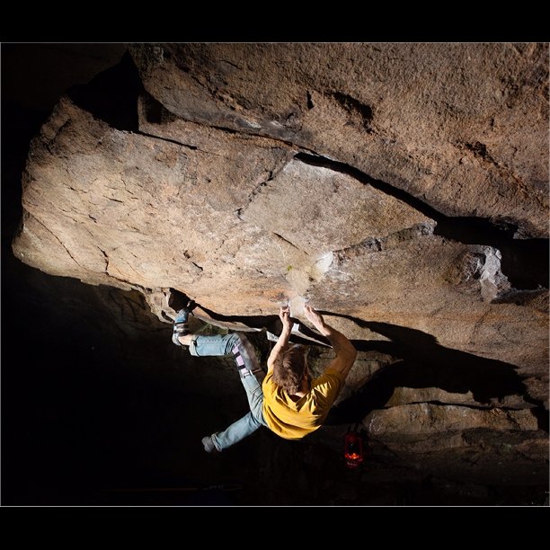 Matt Giossi on the FA of Work of Man, V12. Photo by Chris Motta.