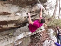 John Kuphal on the FA of Extra Bacon, photo from climbingnarc.com