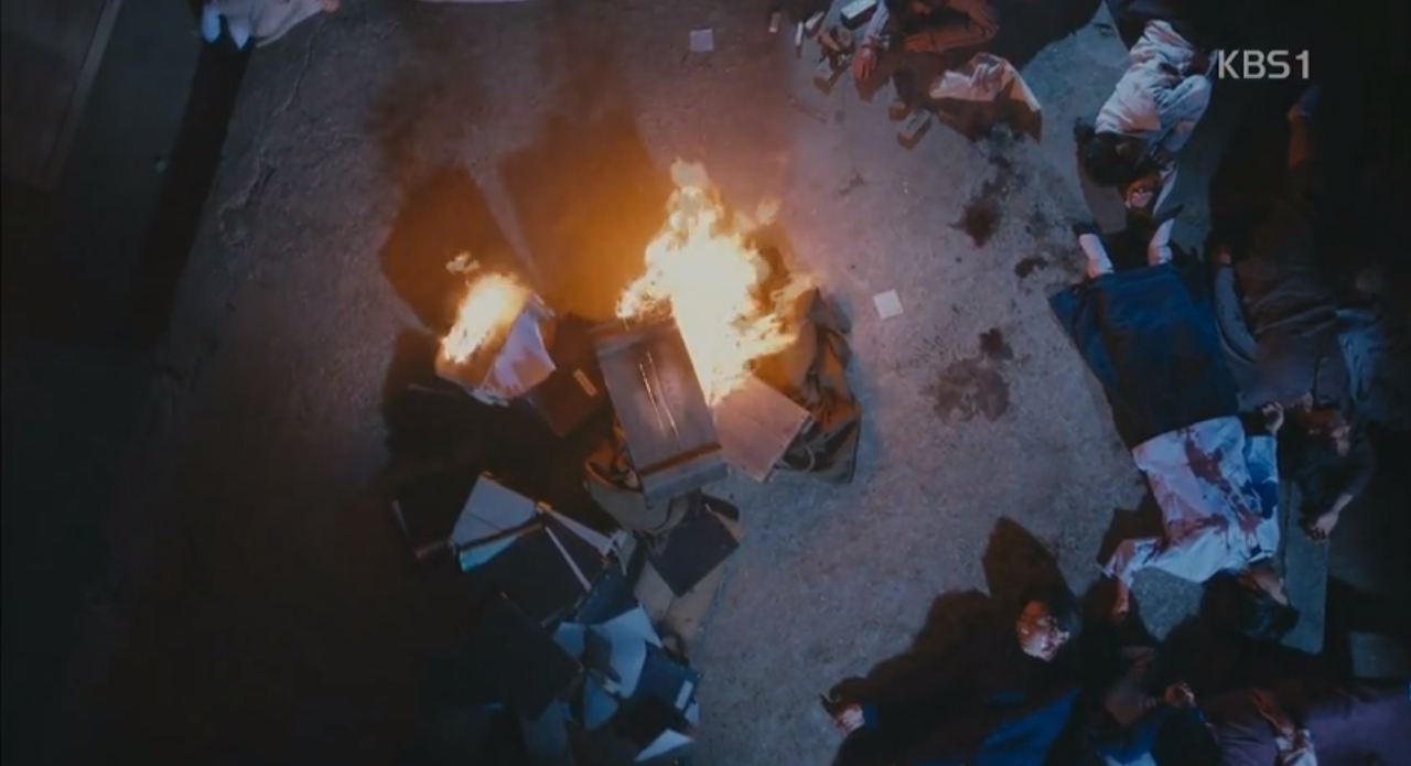 Station documents and victims destroyed after the evacuation of soldiers ( Snow Road )