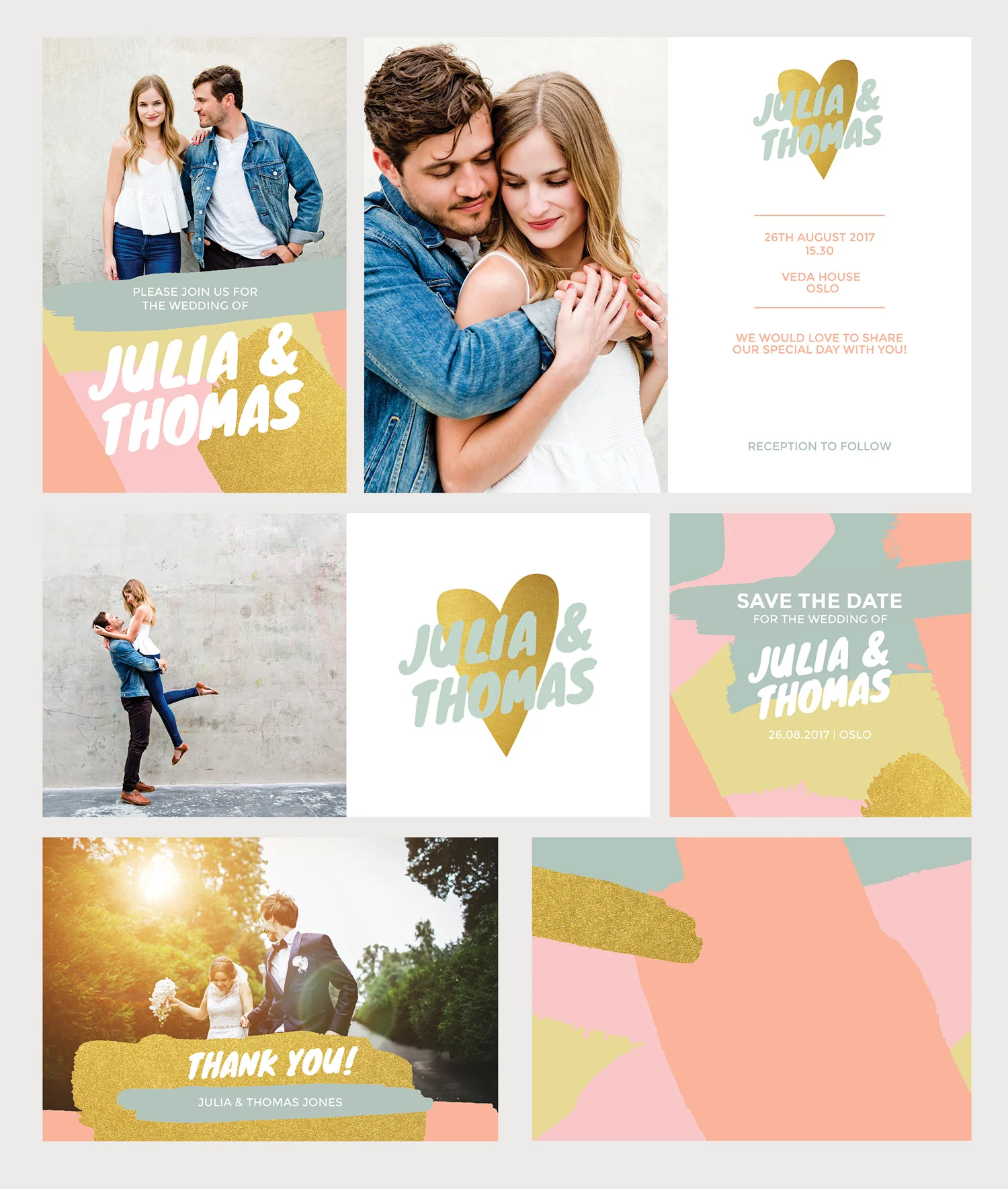 Commissioned wedding set - Client: Albelli - Design, Illustration