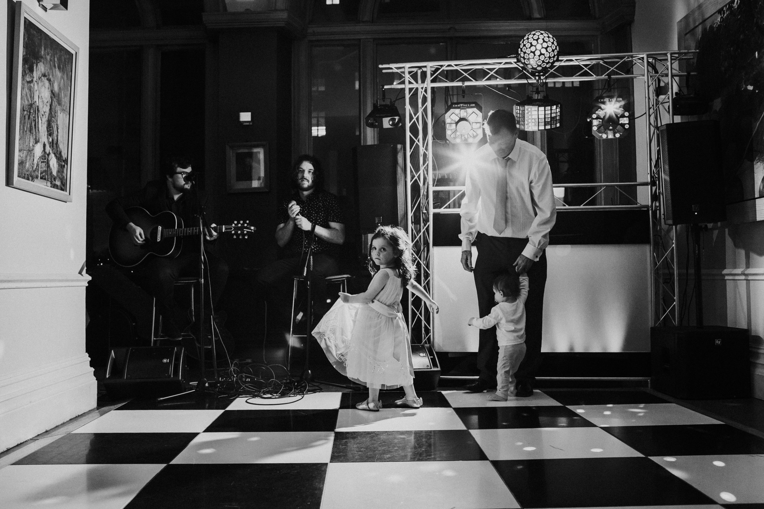 Little girl dancing on dance floor