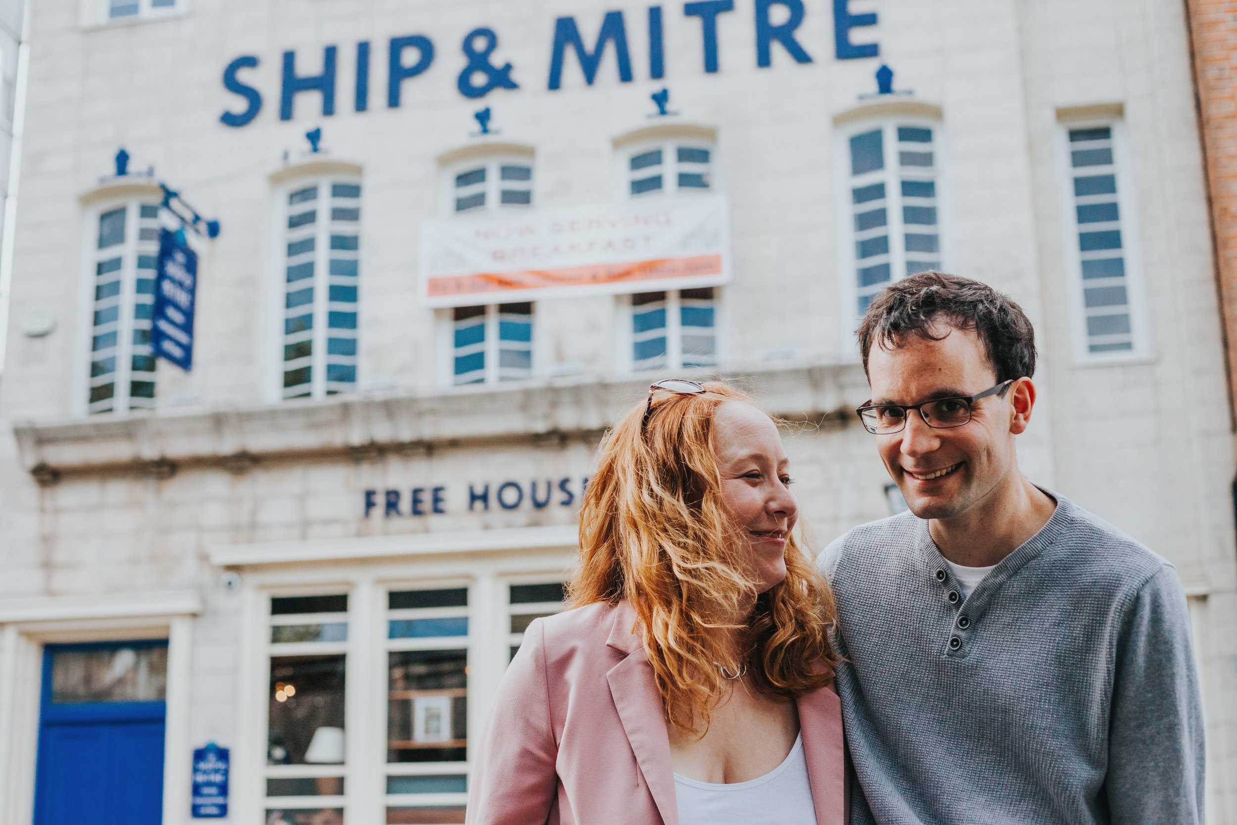 Couple infront of Ship and Mitre Liverpool