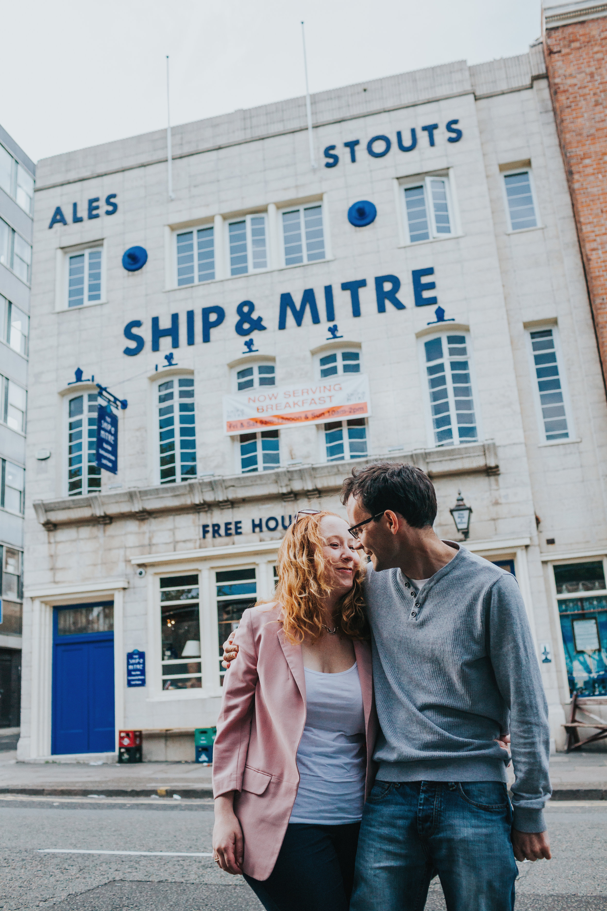 Couple Shoot outside The Ship and Mitre Liverpool