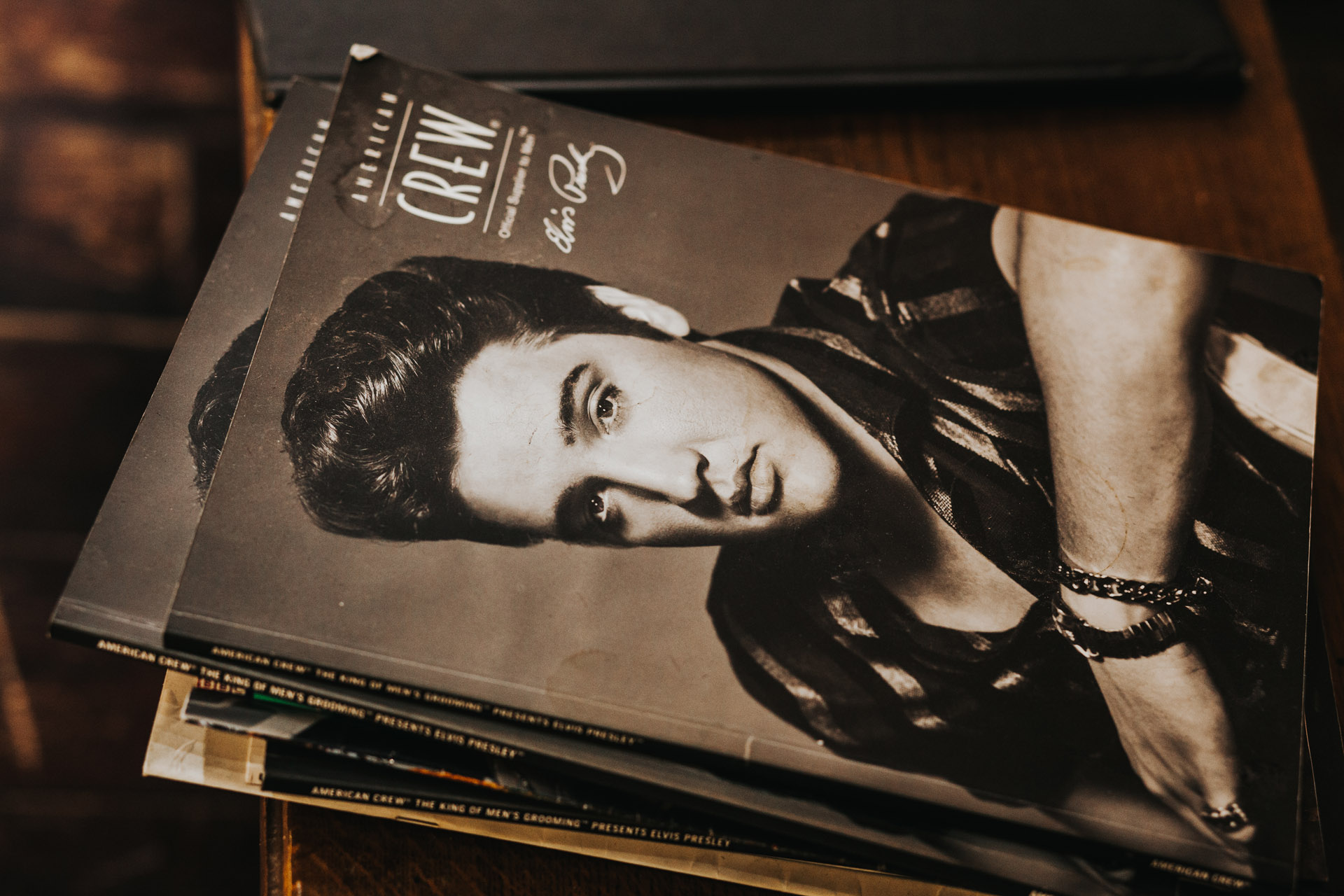 Magazine with a black and white photograph of Elvis on the cover
