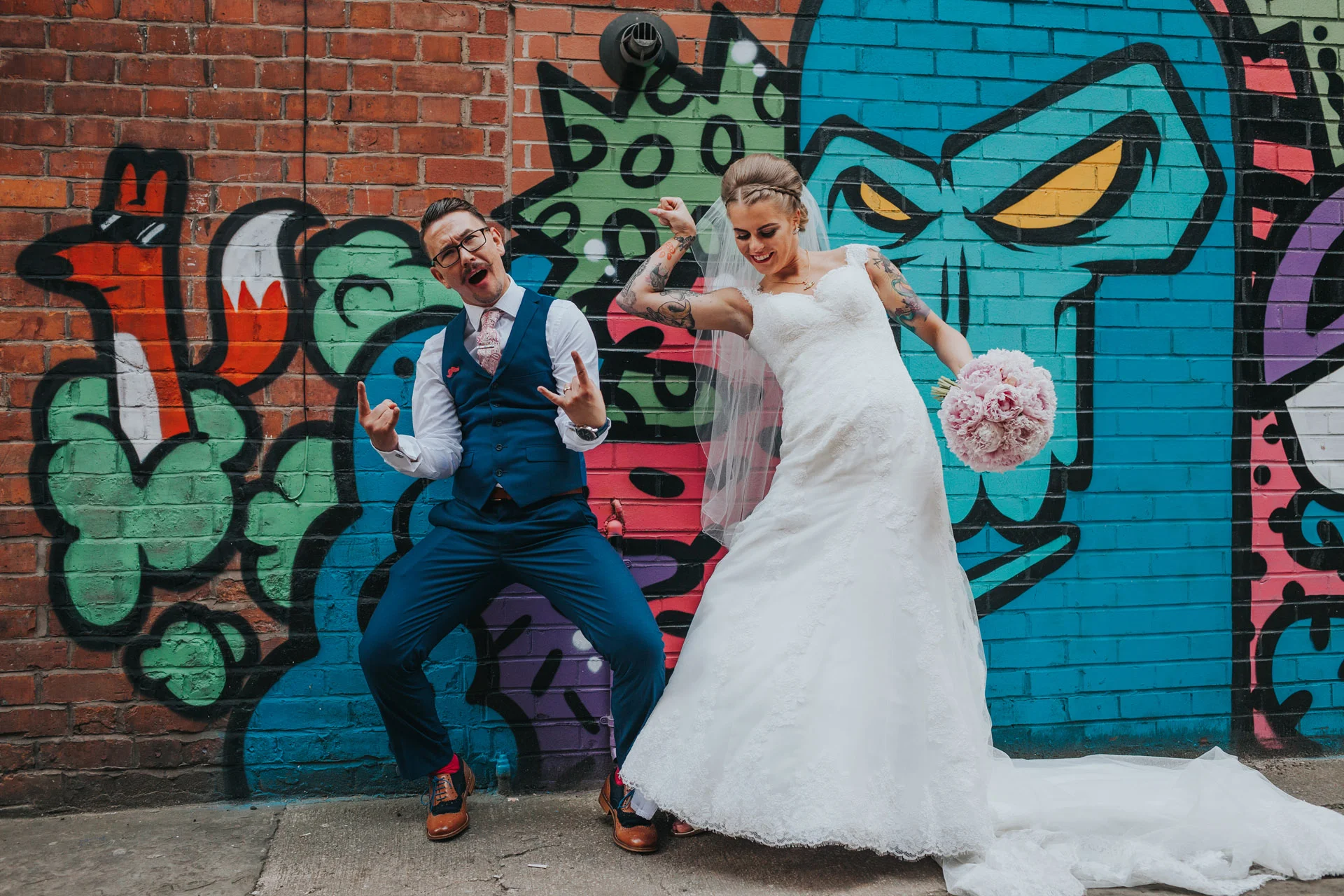 Manchester Bride and Groom throwing some strong poses for their photographs