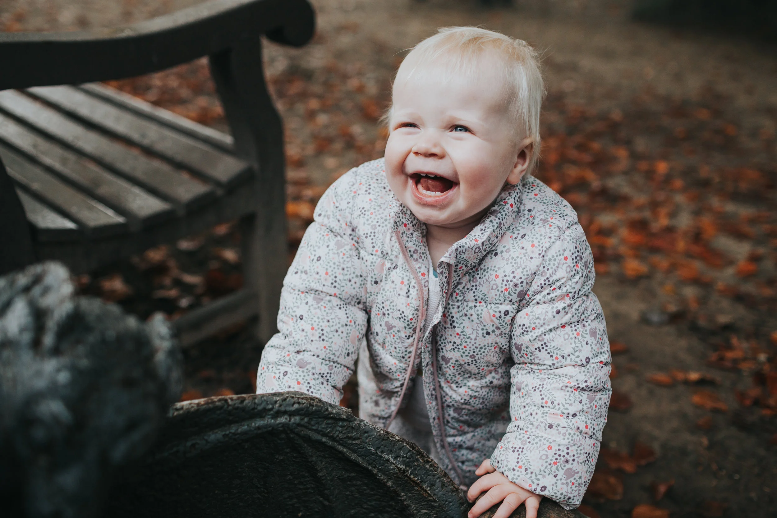 Evie is laughing.