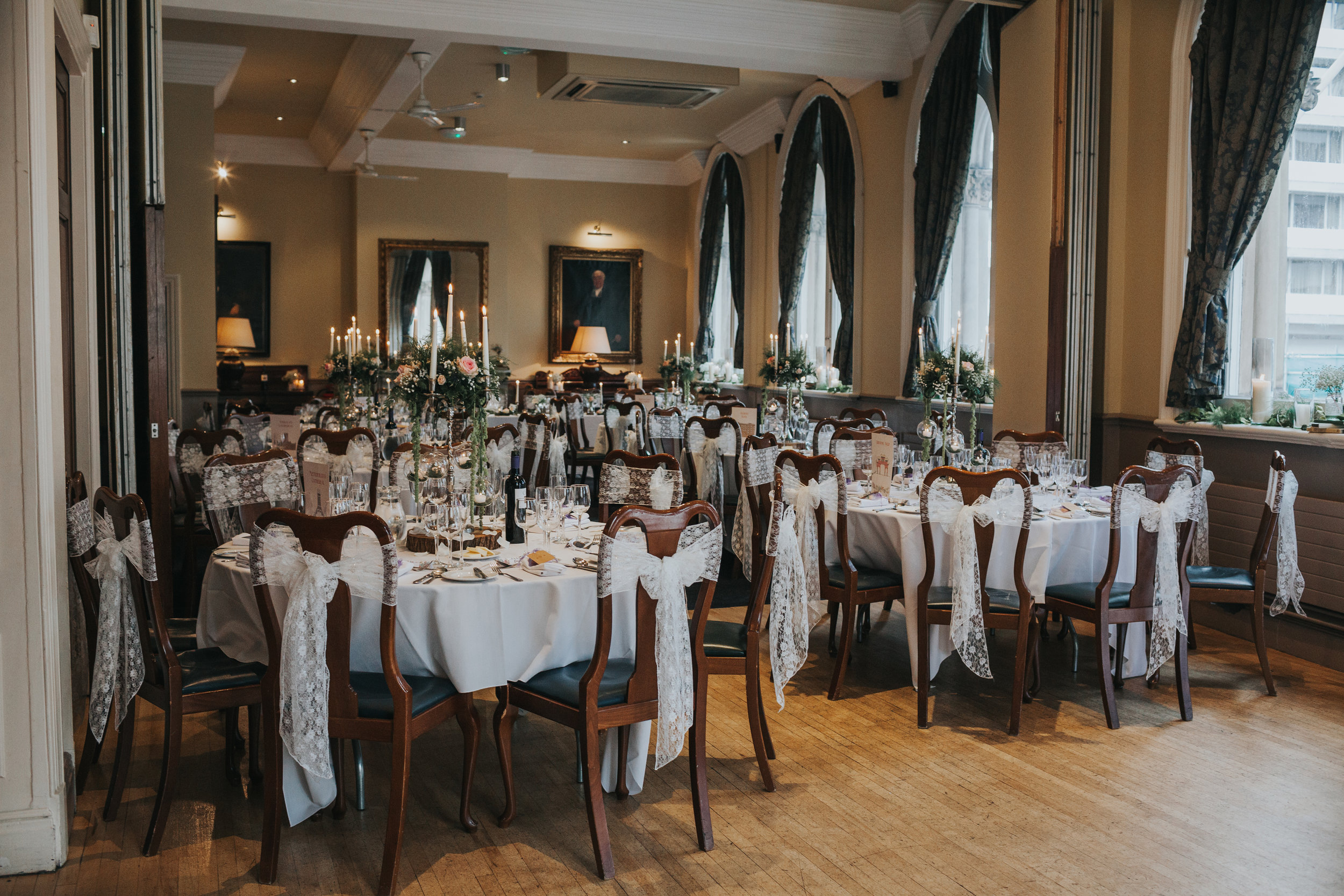 Ceremony room ready for dinner.