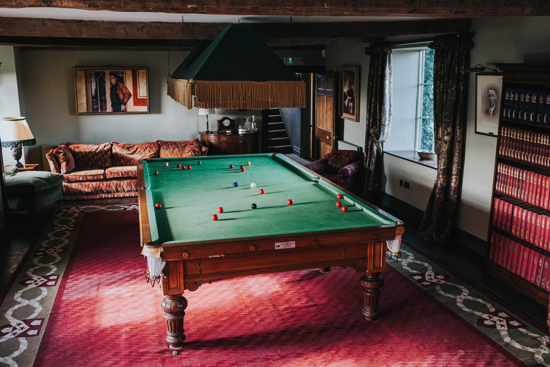 Snooker table on the second floor at Dewsall Court. 