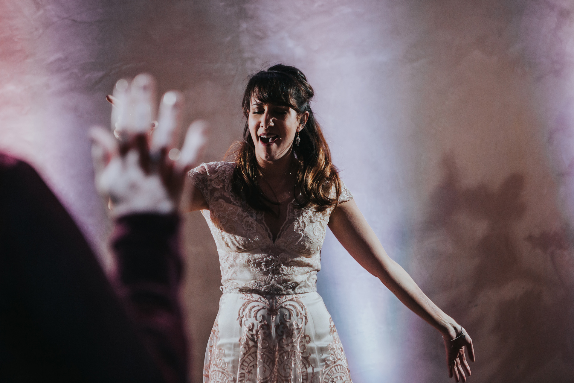 Bride on dance floor.