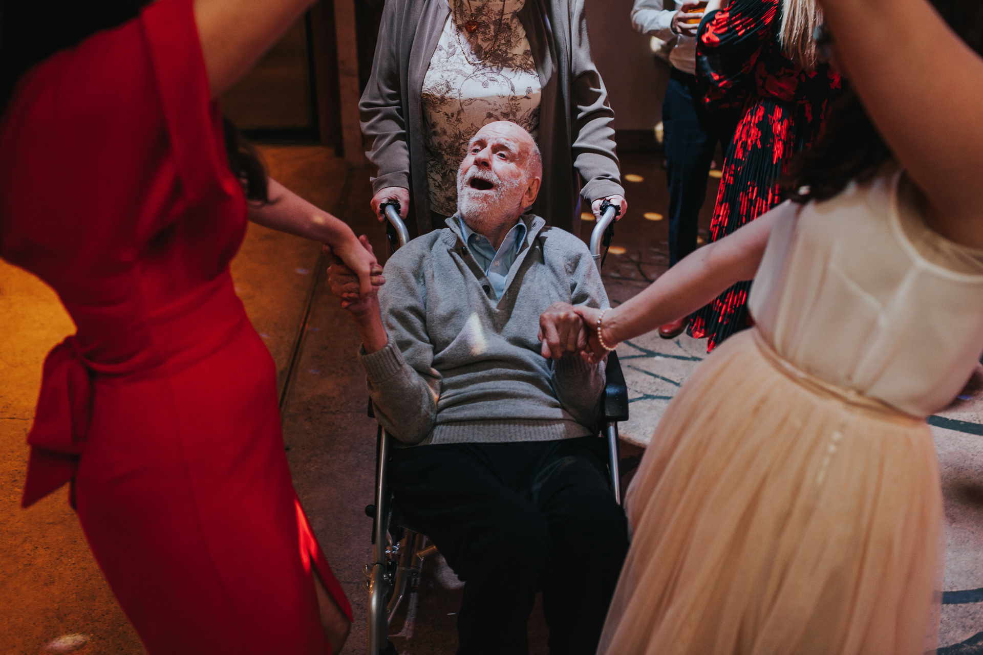 Grandad having a great time on the dance floor.