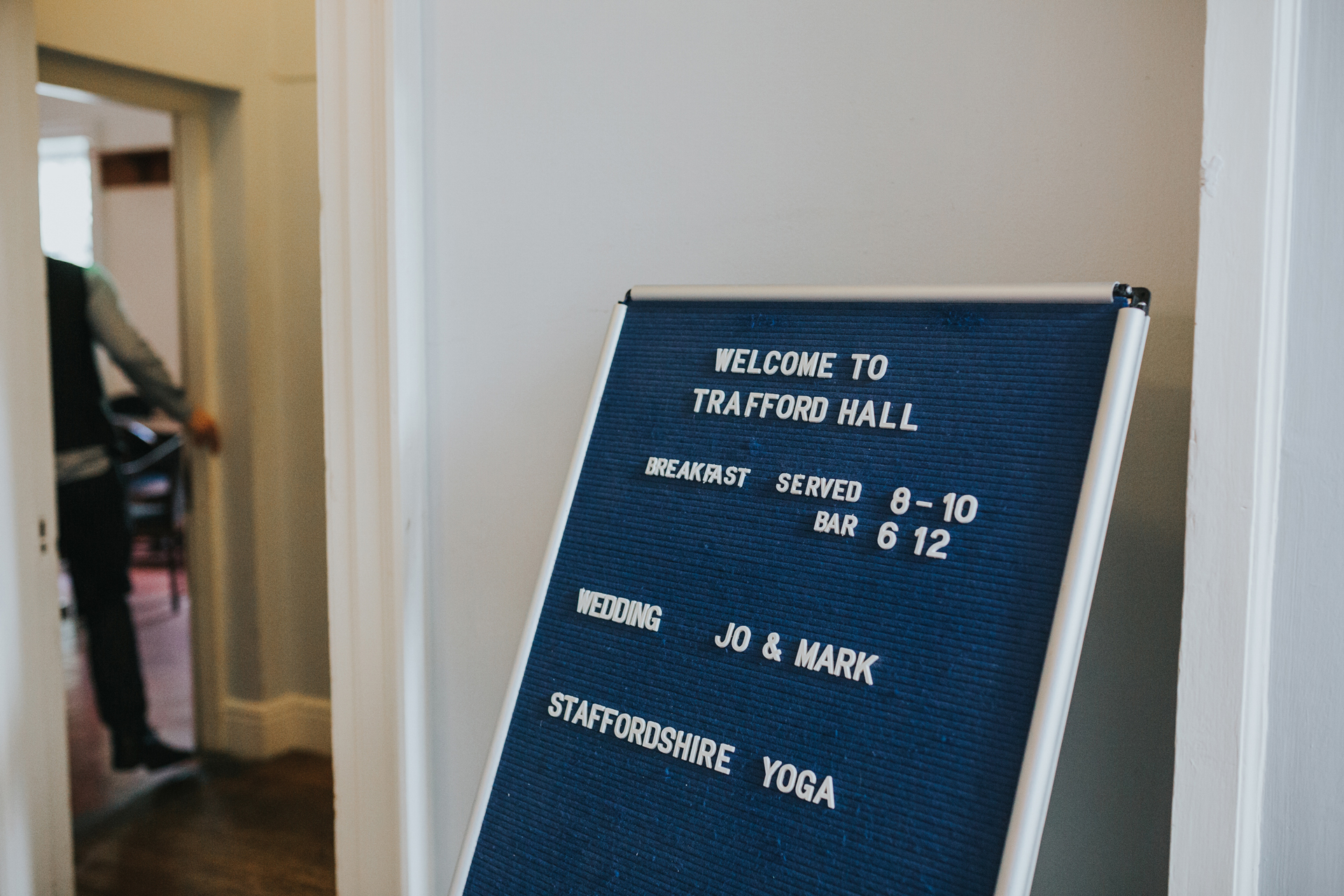 Welcome to Trafford Hall sign.