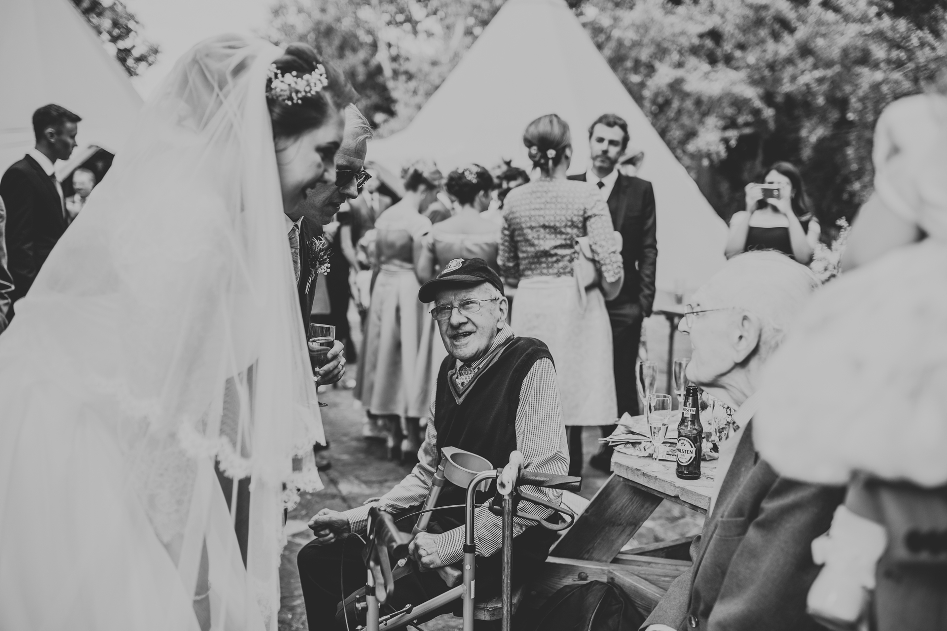 Grandad looking at Bride. 