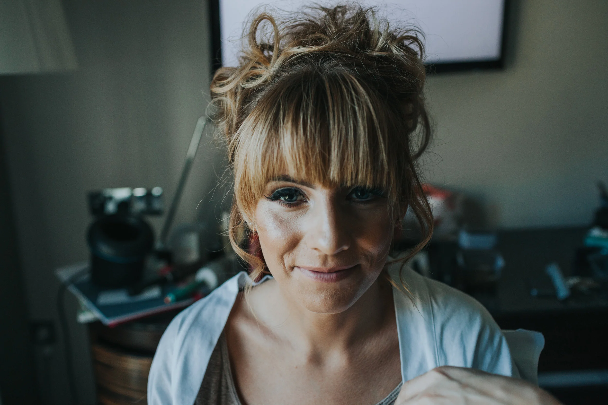 Close up of bridesmaids face. 