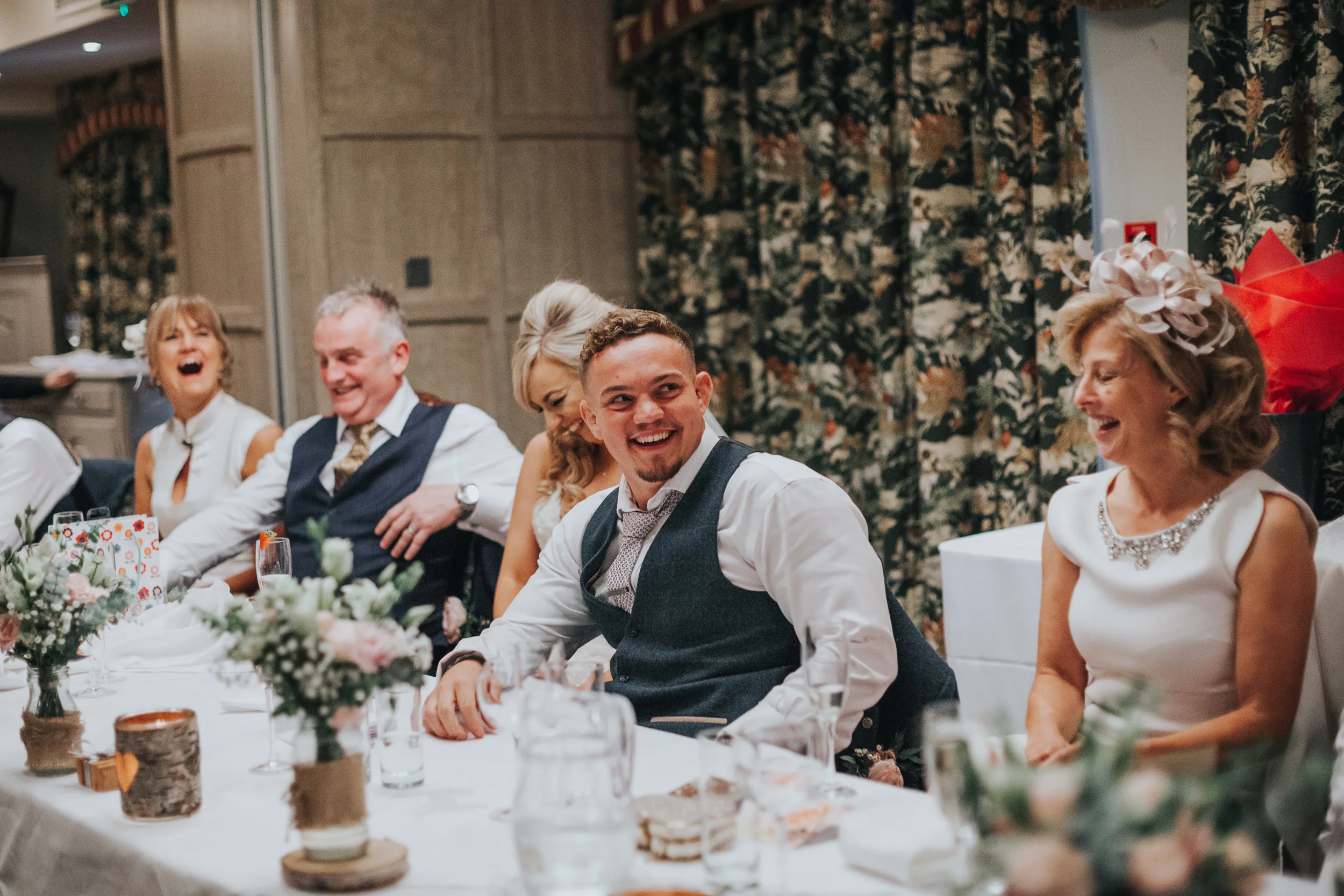 Grooms gasps at best mans speech. 
