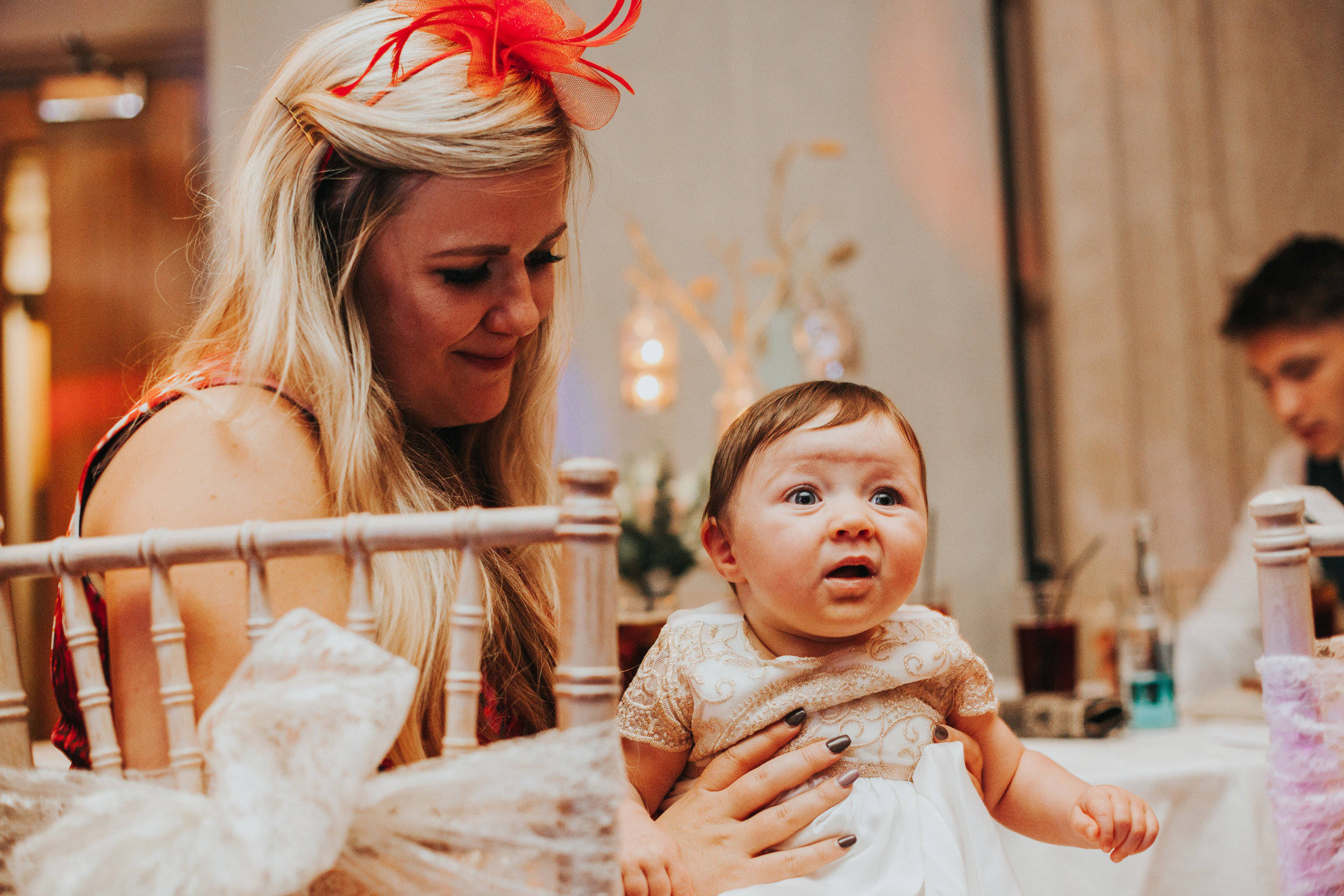 Baby pulling a funny face.