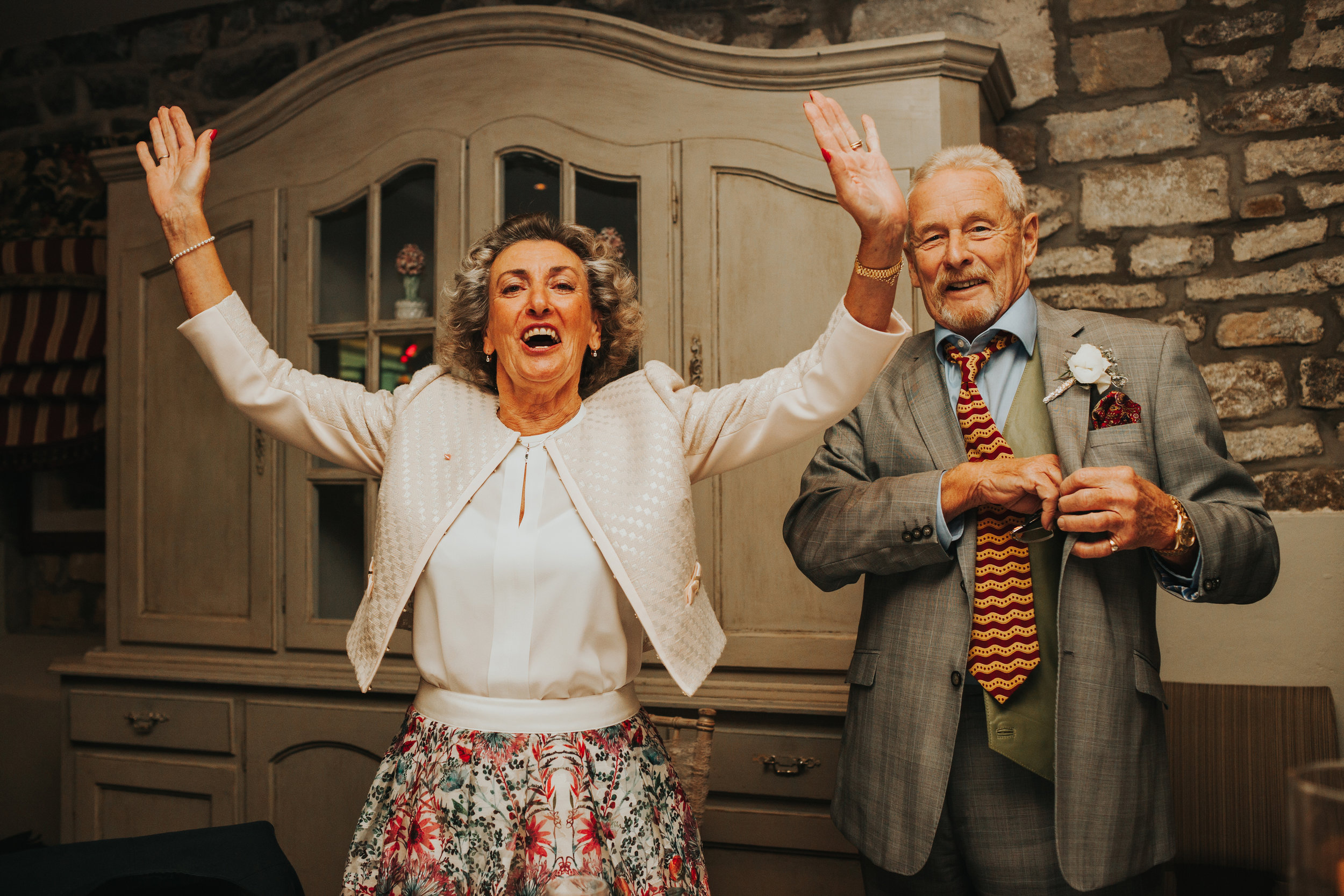 Wedding guests dancing.