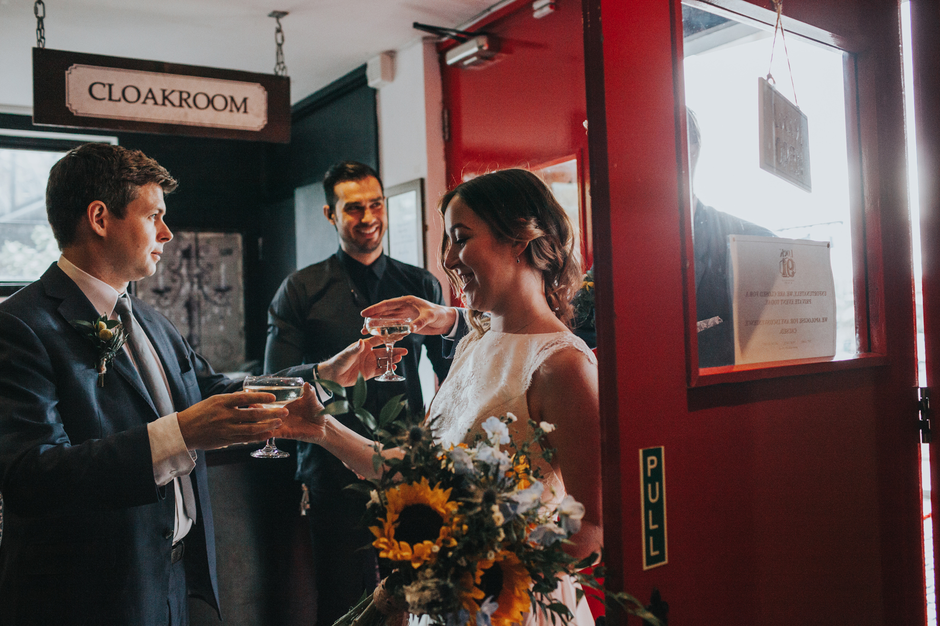 Bride and Groom arrive at Wedding at Lock 91.