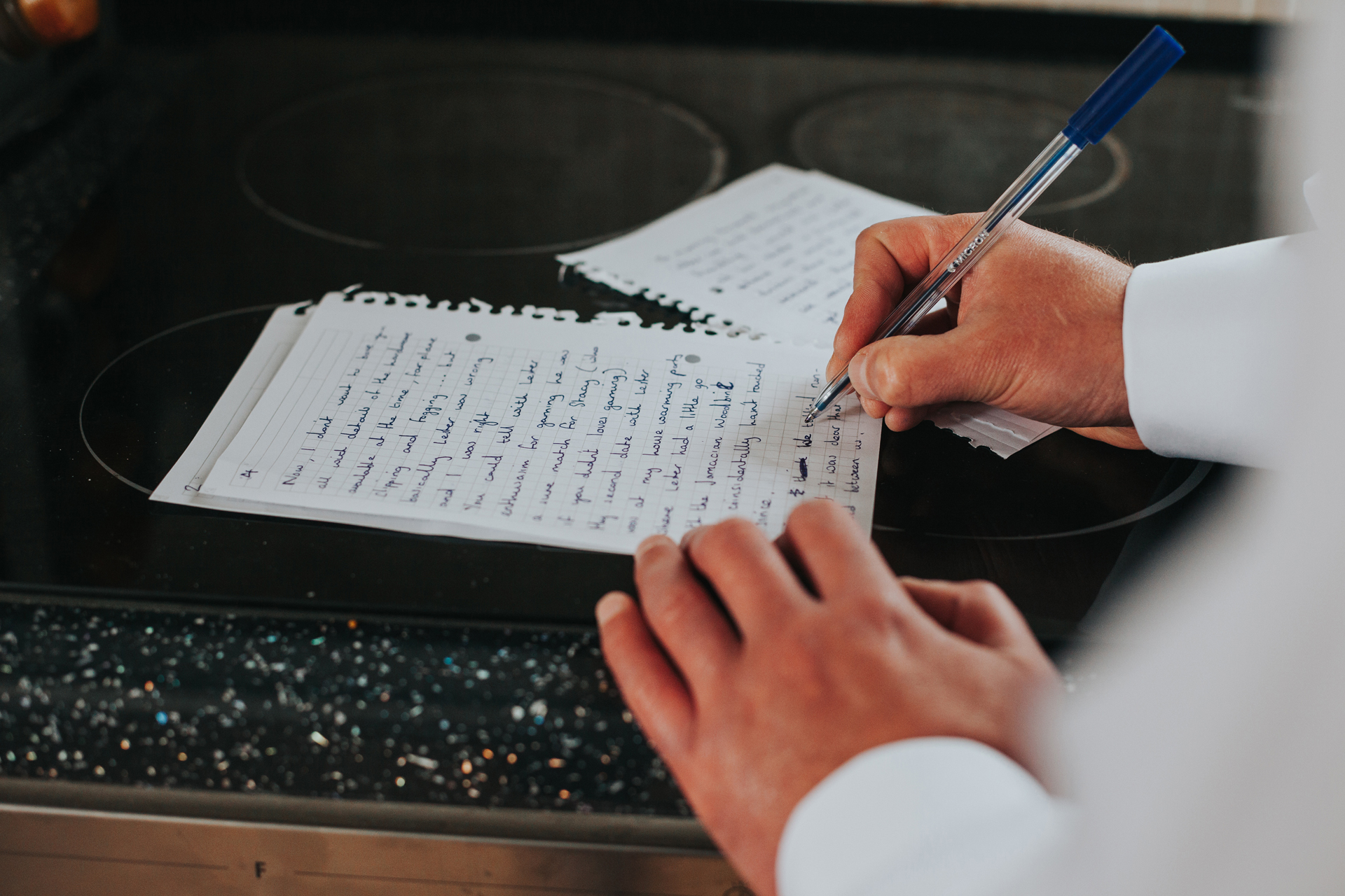 Best Man adding finishing touches to his speech.
