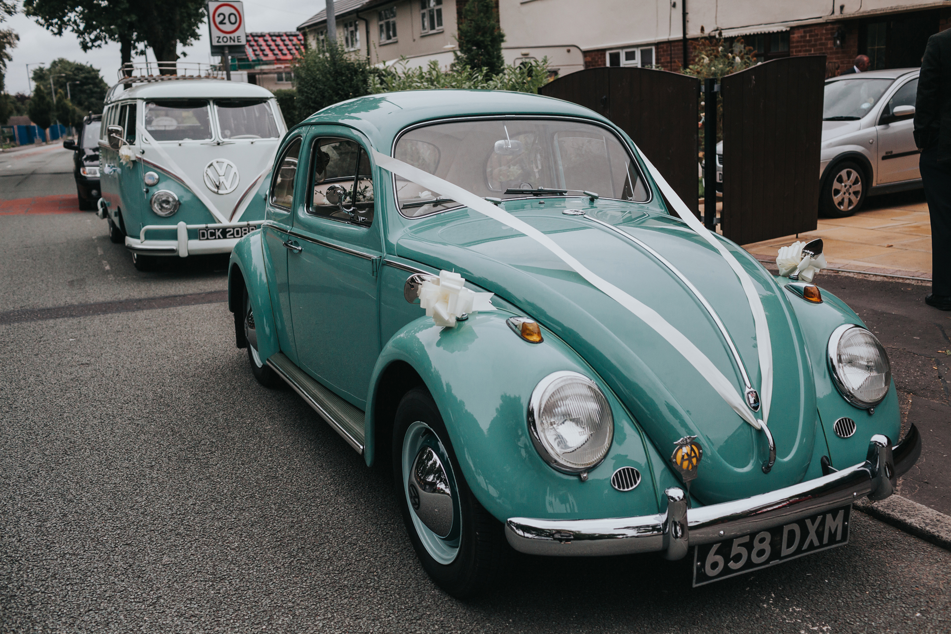 Teal Vintage Wedding Cars. 