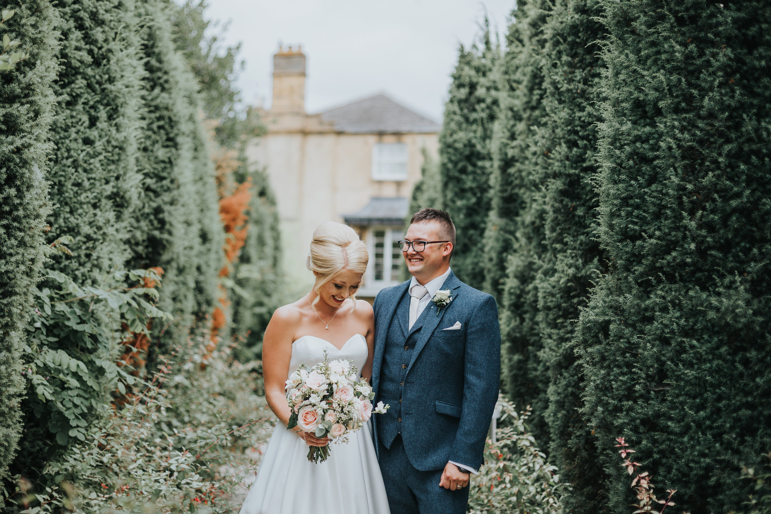 Bride and Groom Laugh together.