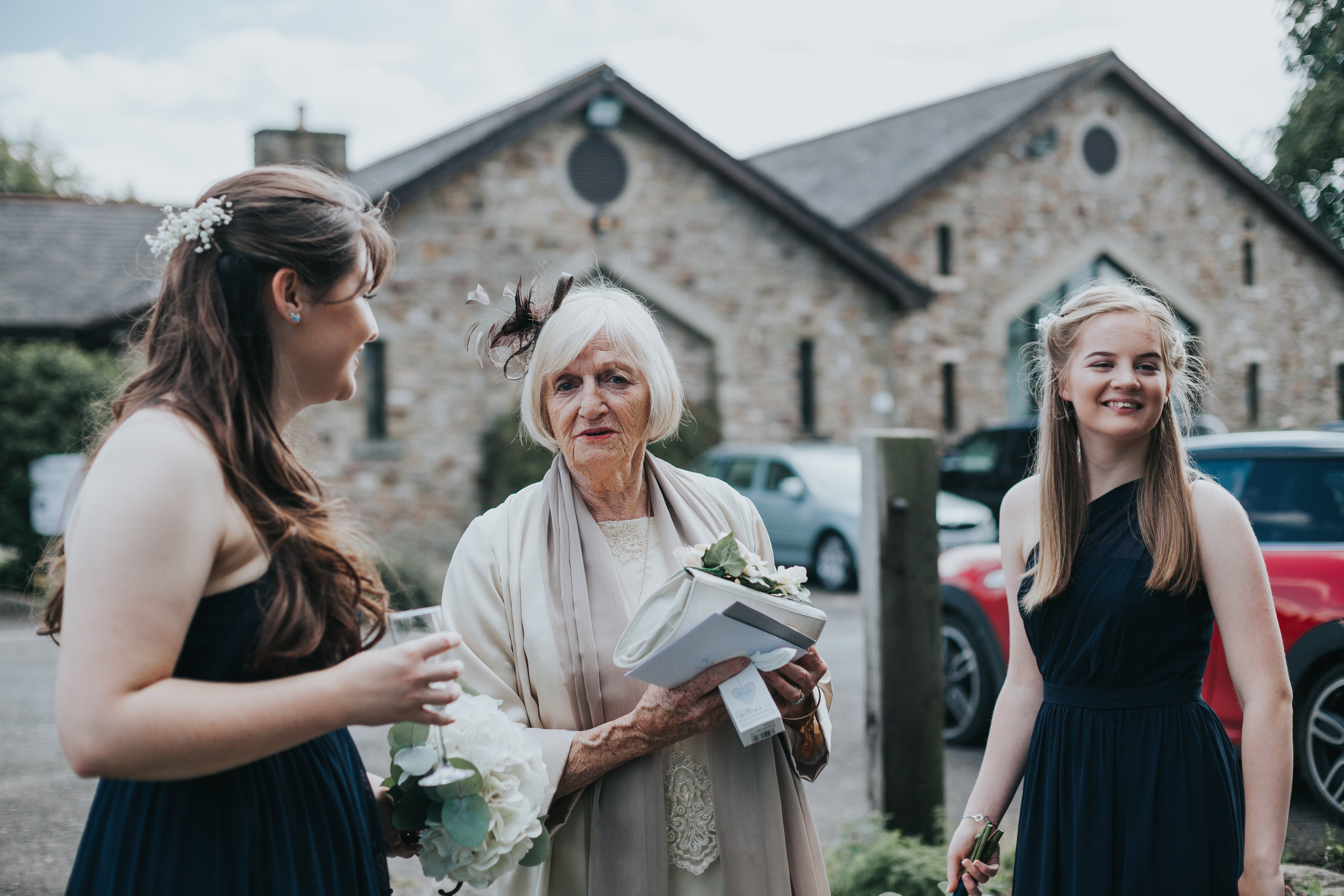 Wedding guests explore the grounds.