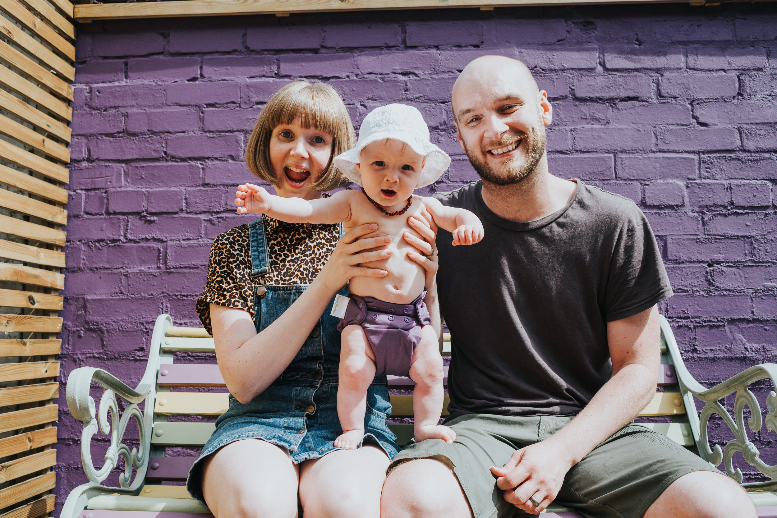 Family portrait in the back yard. 