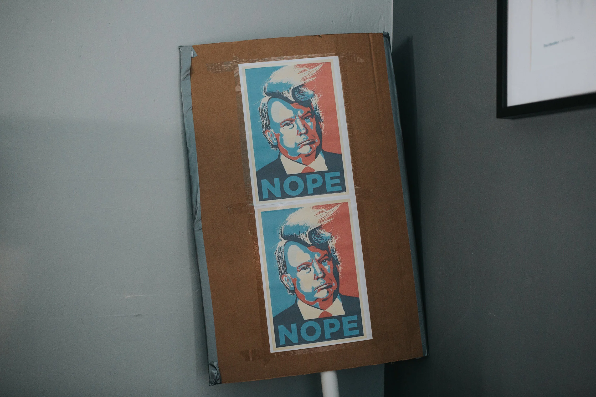 Anti Trump protest banner. 