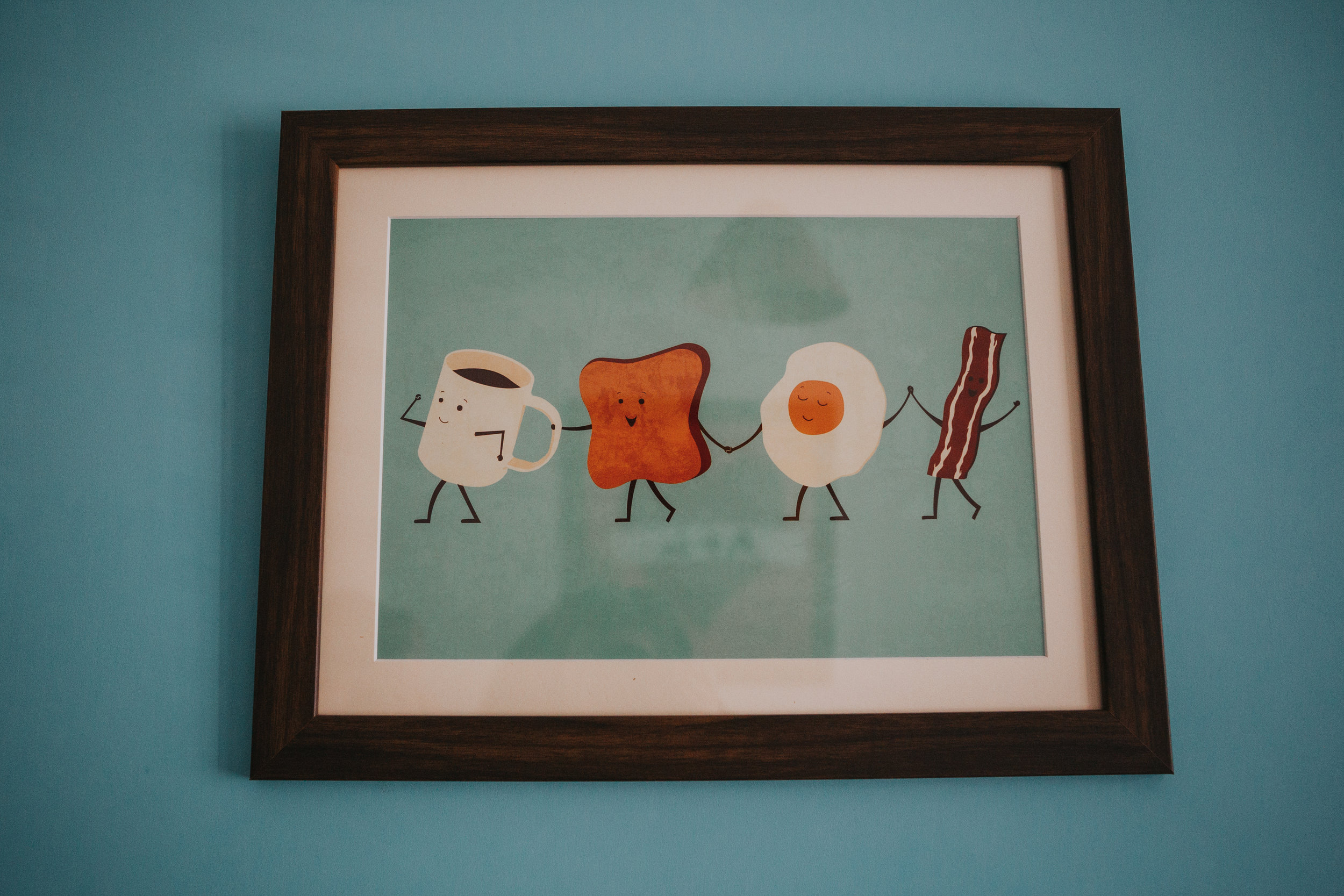 Breakfast holding hands art.