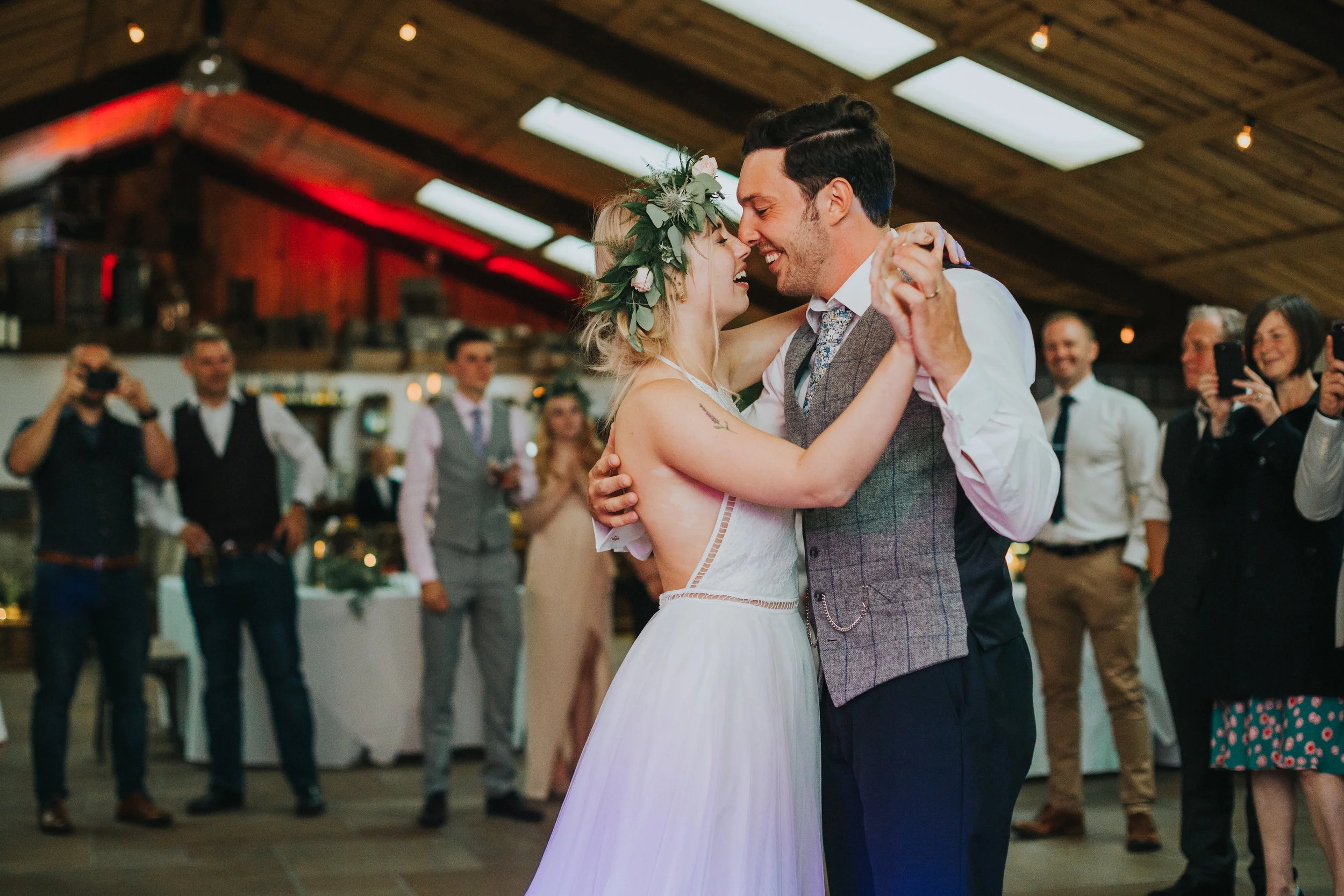 Bride and groom have their first dance. 