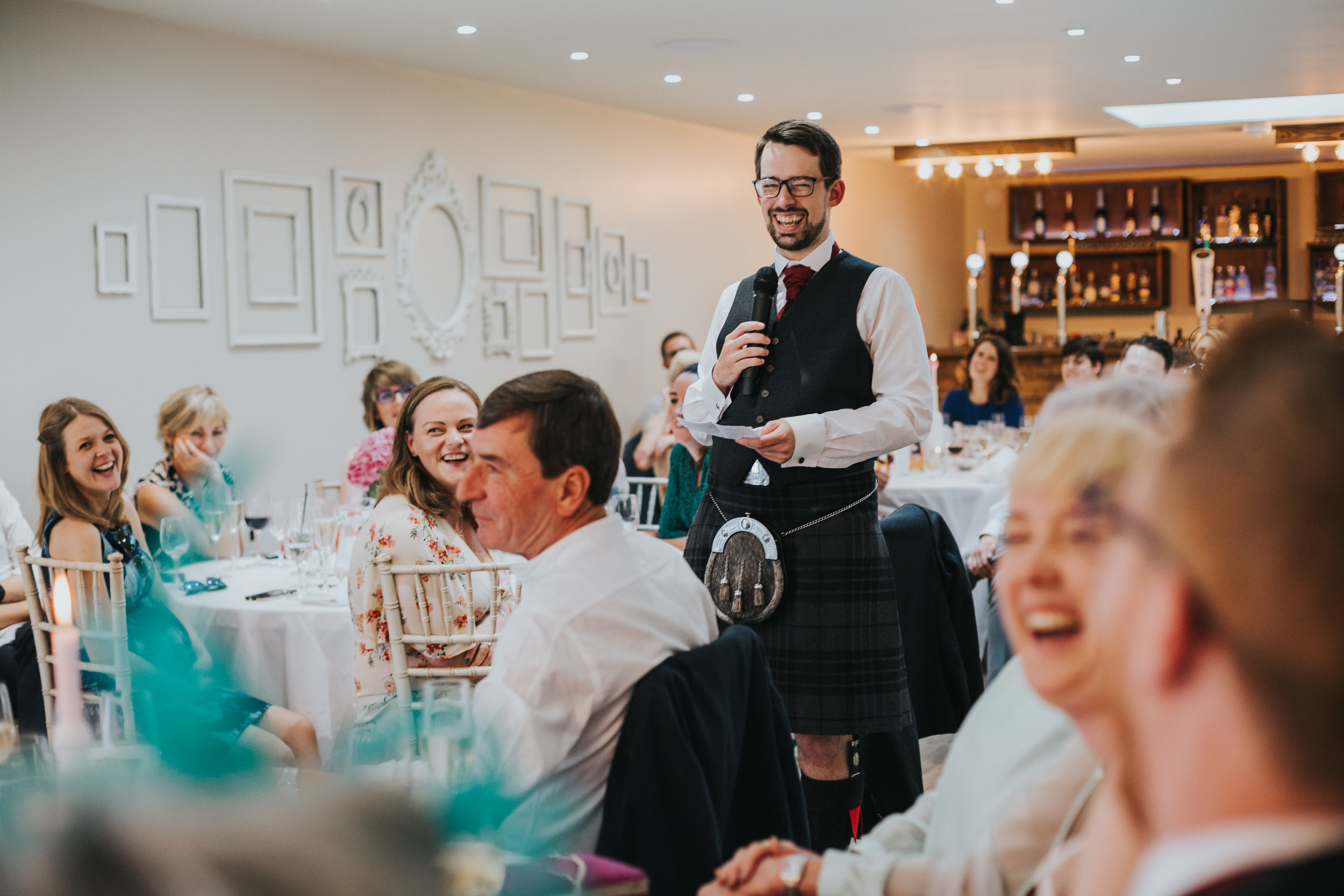 The best man makes his speech at Shotton Grange.