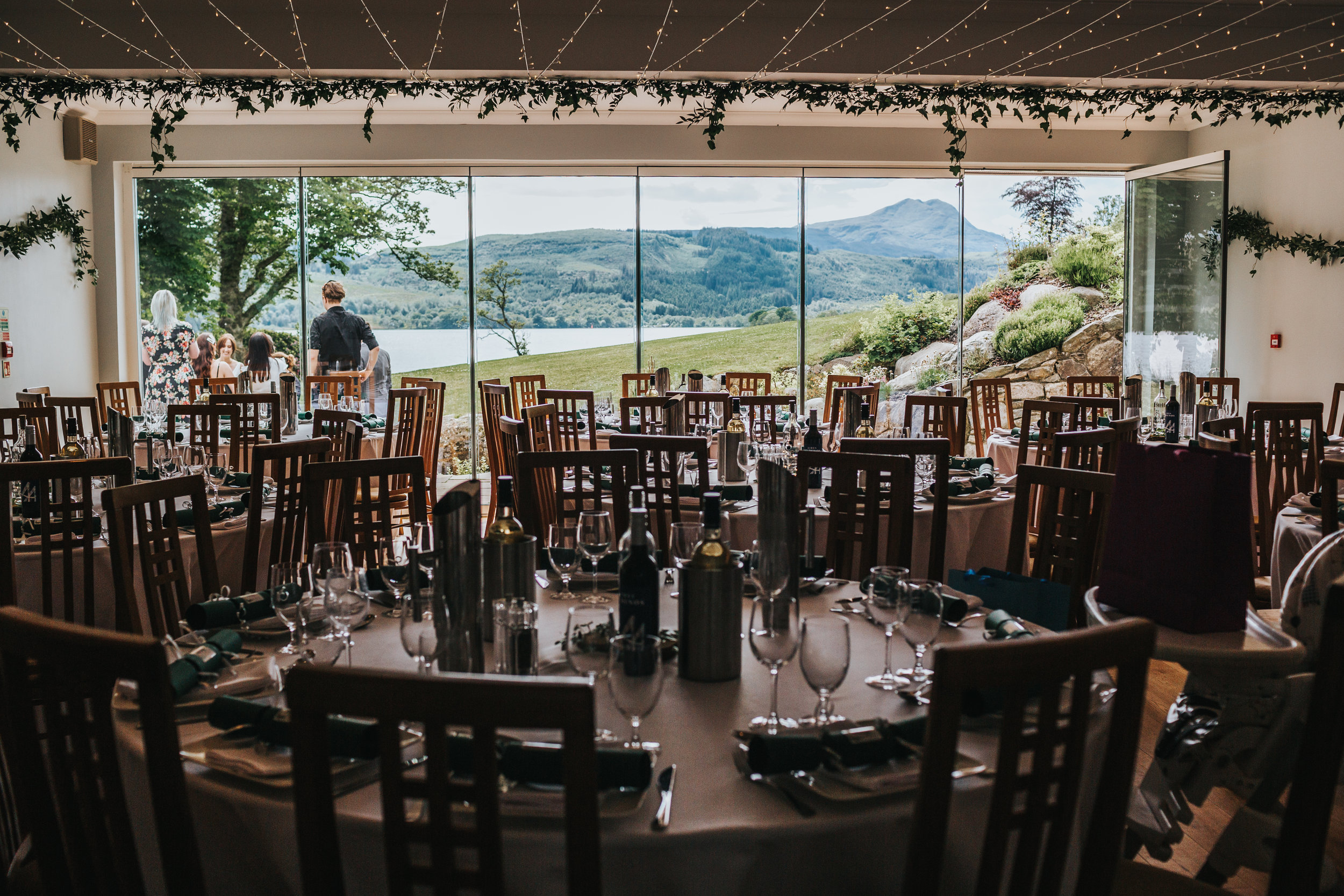 The dining room over looking Loch Ard and Ben Lomond at Altskeith Country House