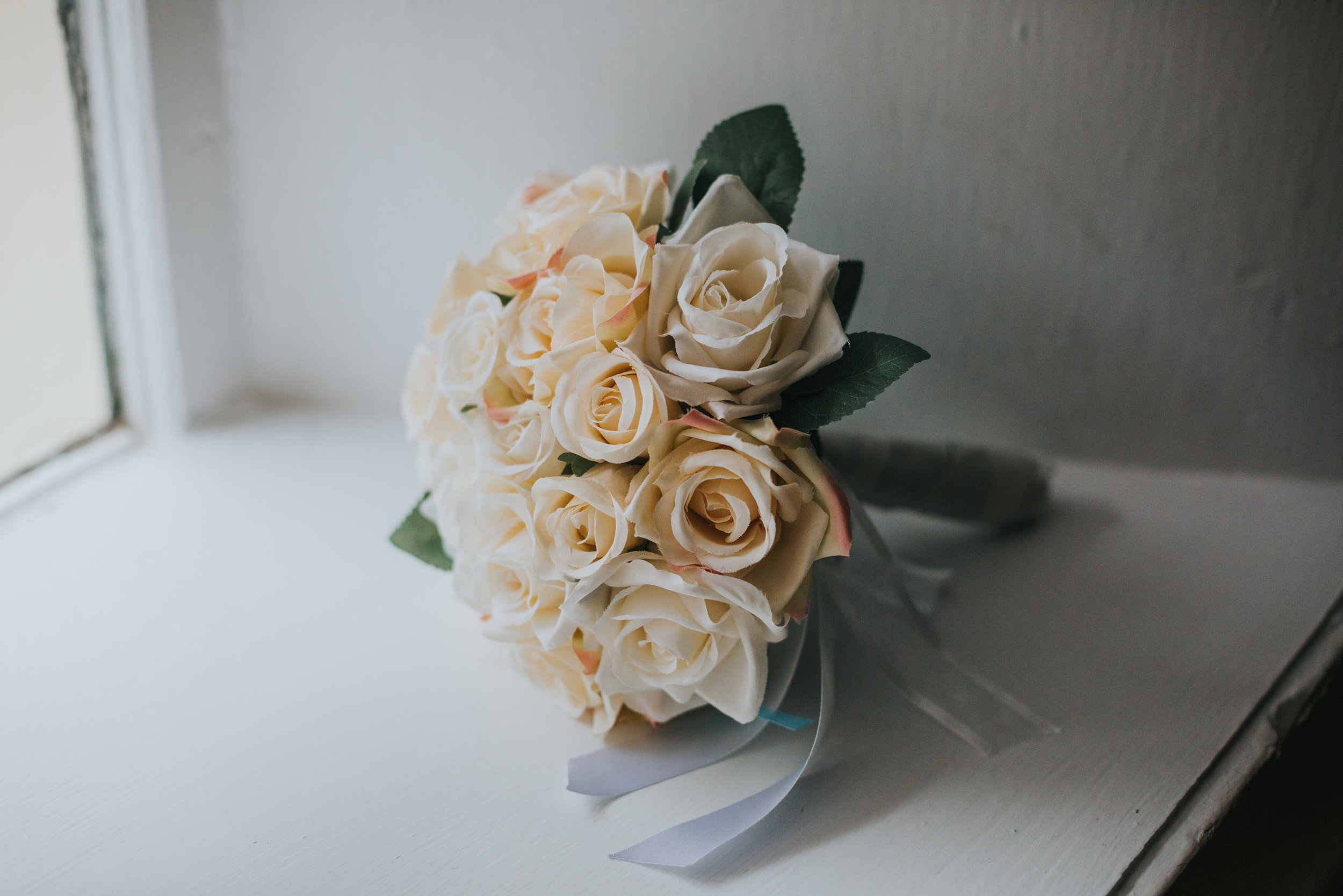 Bouquet of white roses. 