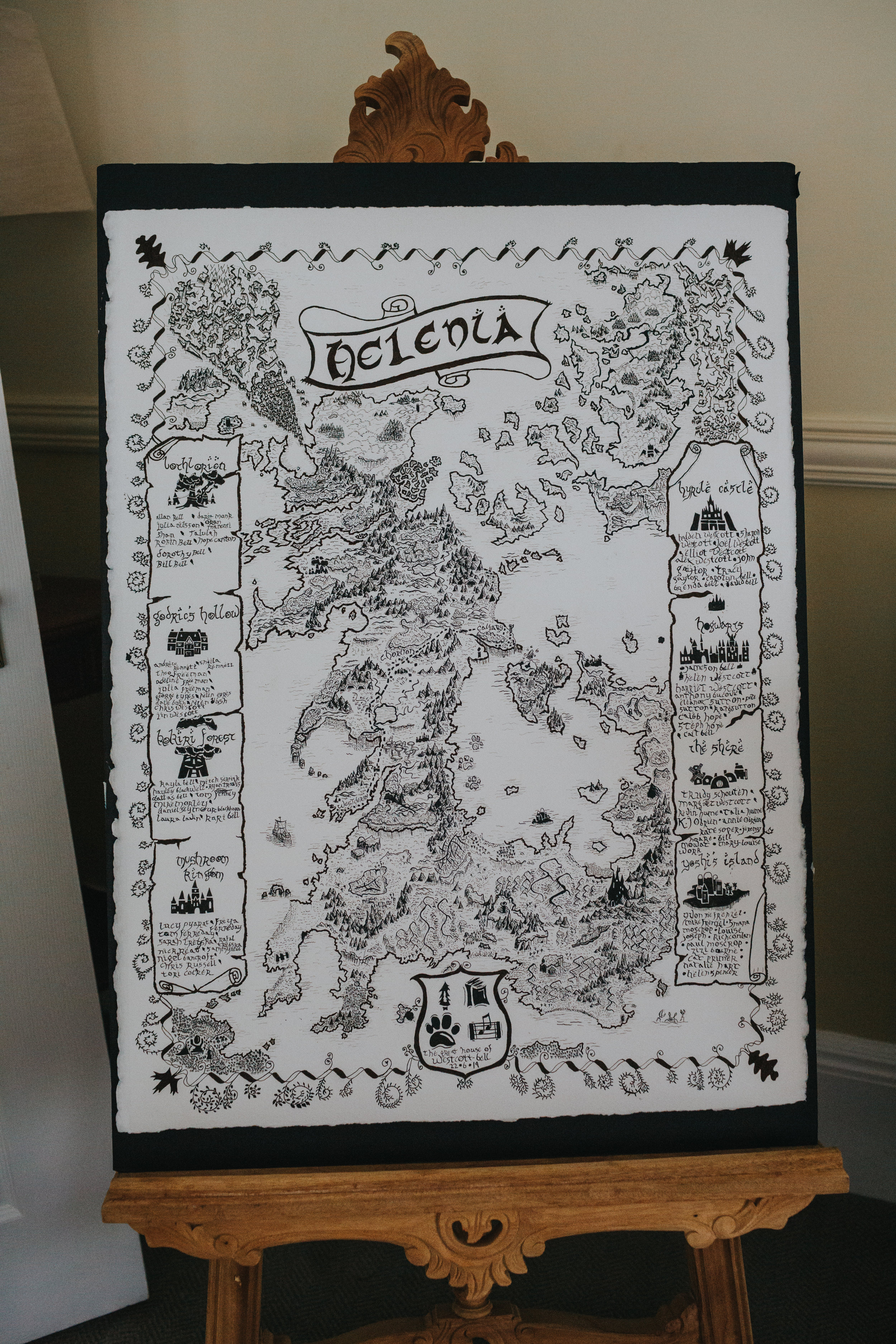 Hand drawn map table plan. 