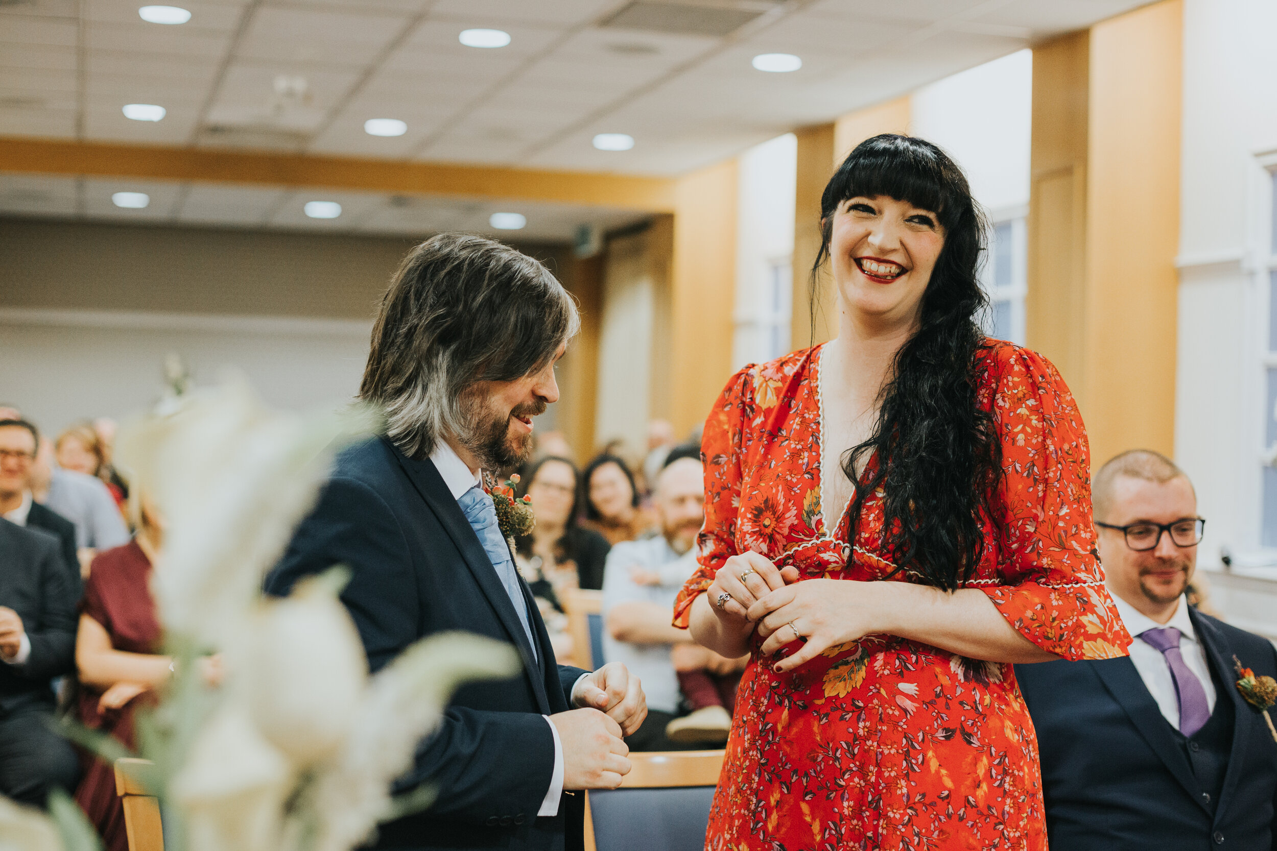 Bride and groom happily married at Manchester registry office.  (Copy)