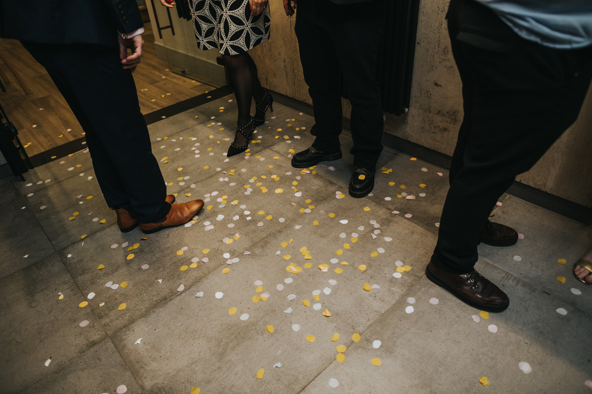 Confetti on the floor in Manchester registry office.  (Copy)