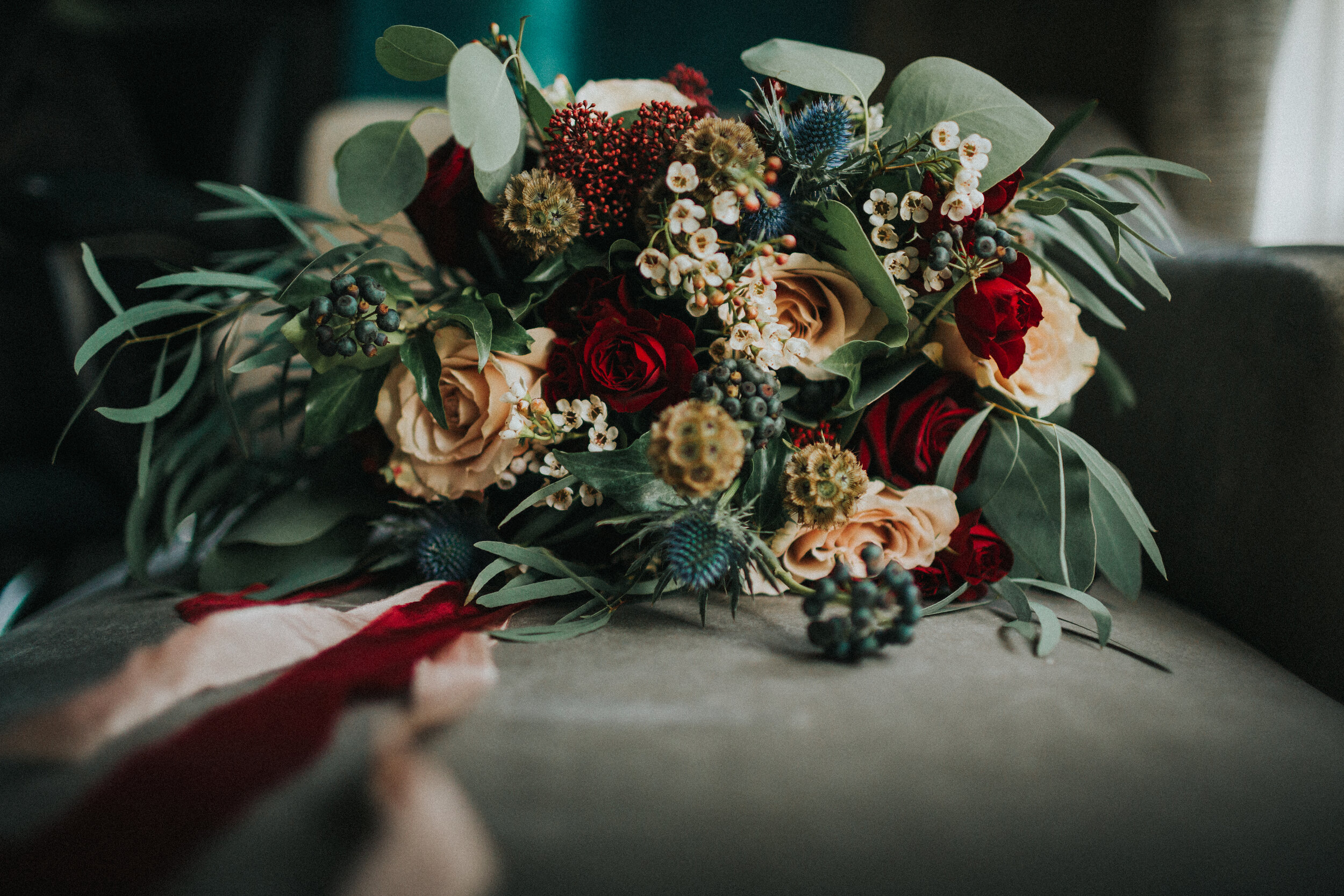 Winter Wedding bouquet of flowers. 