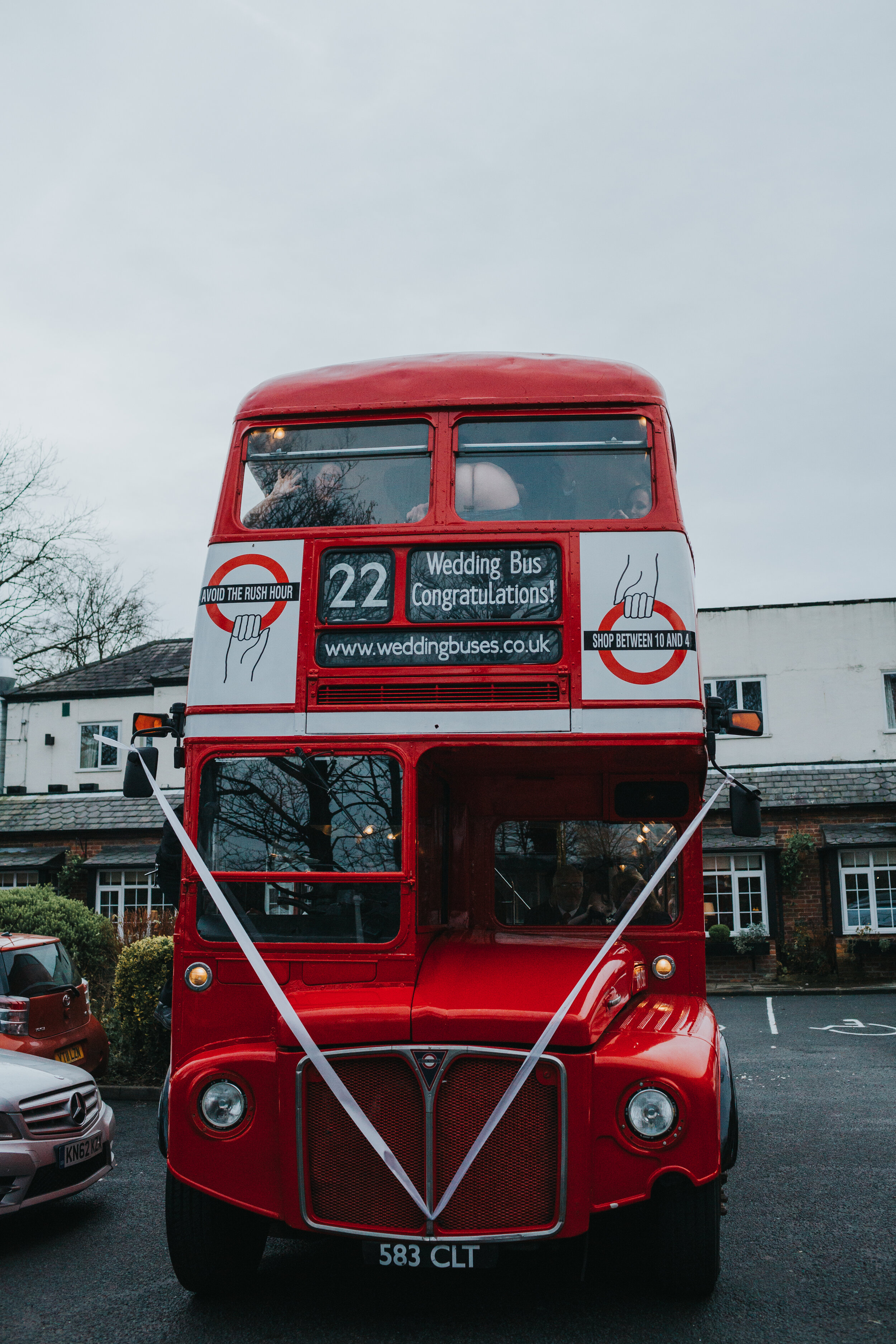 Red wedding bus. 