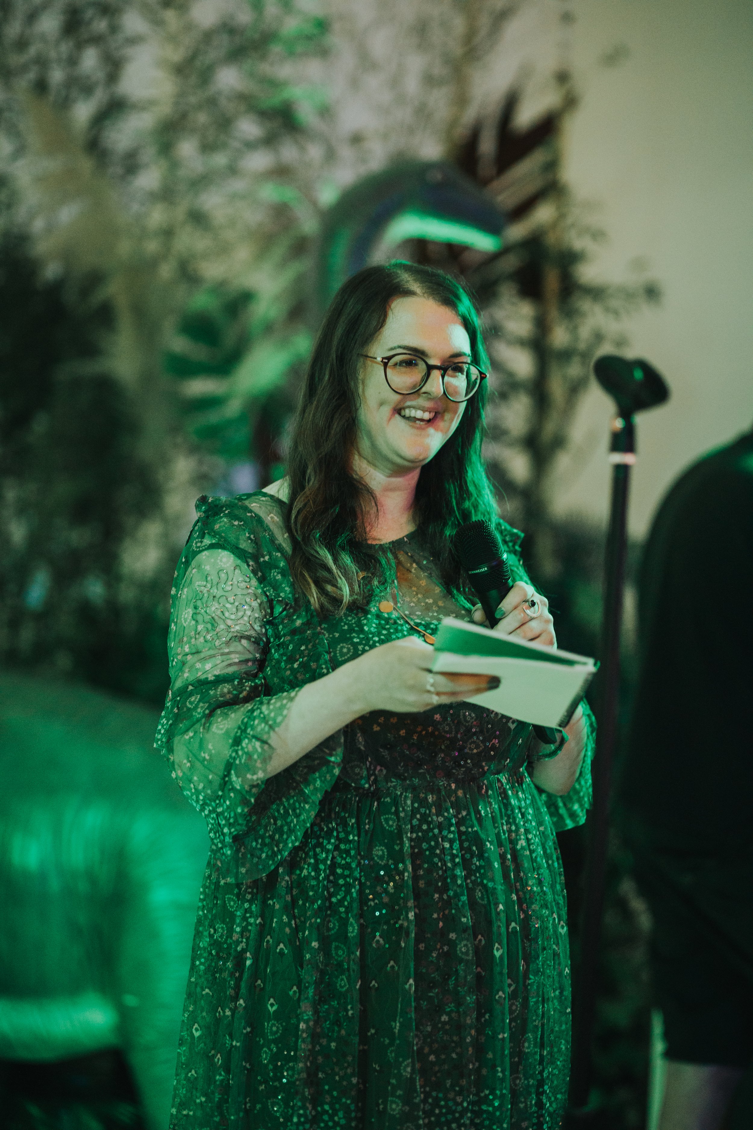 Bridesmaid makes a speech. 