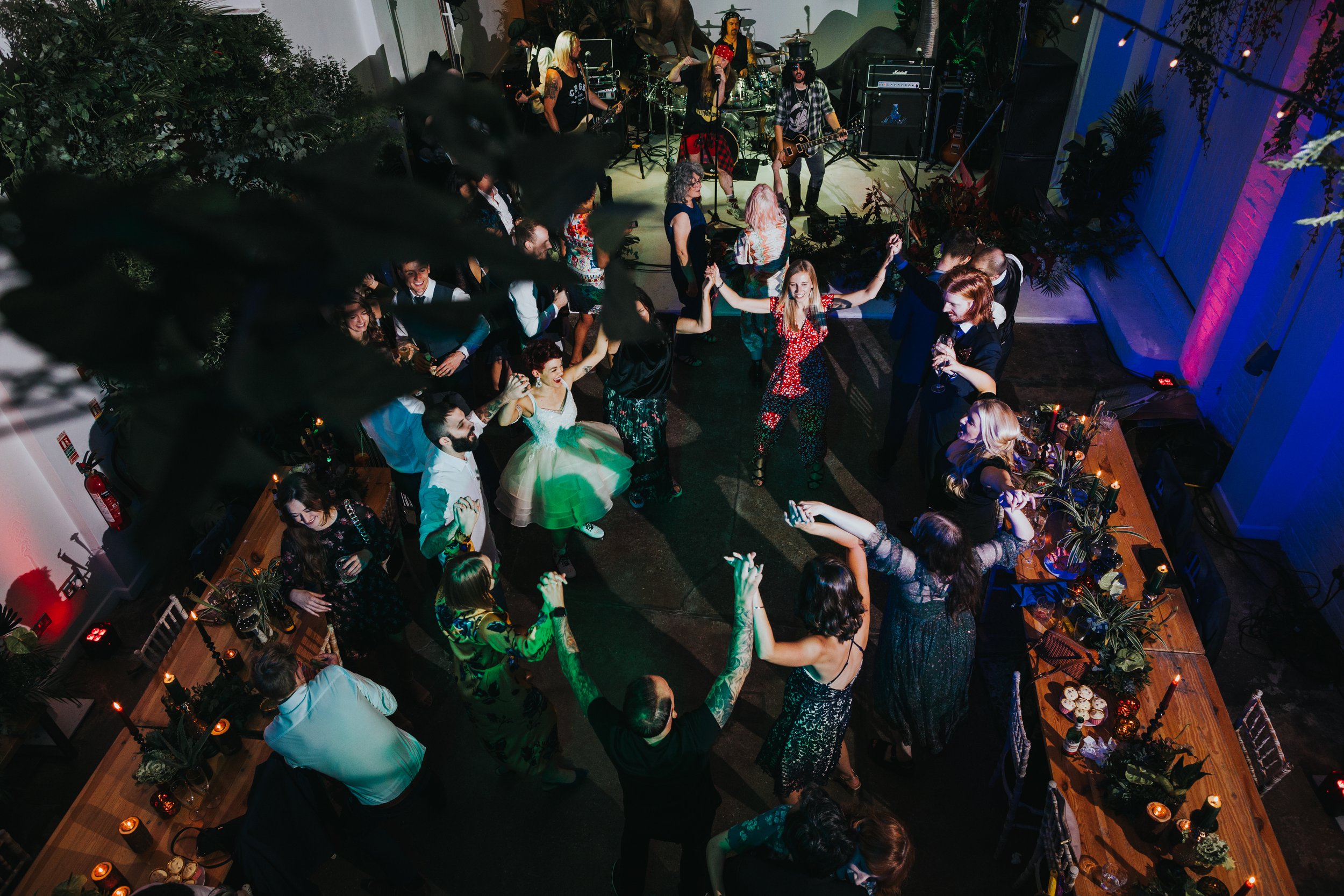 packed dance floor from above. 