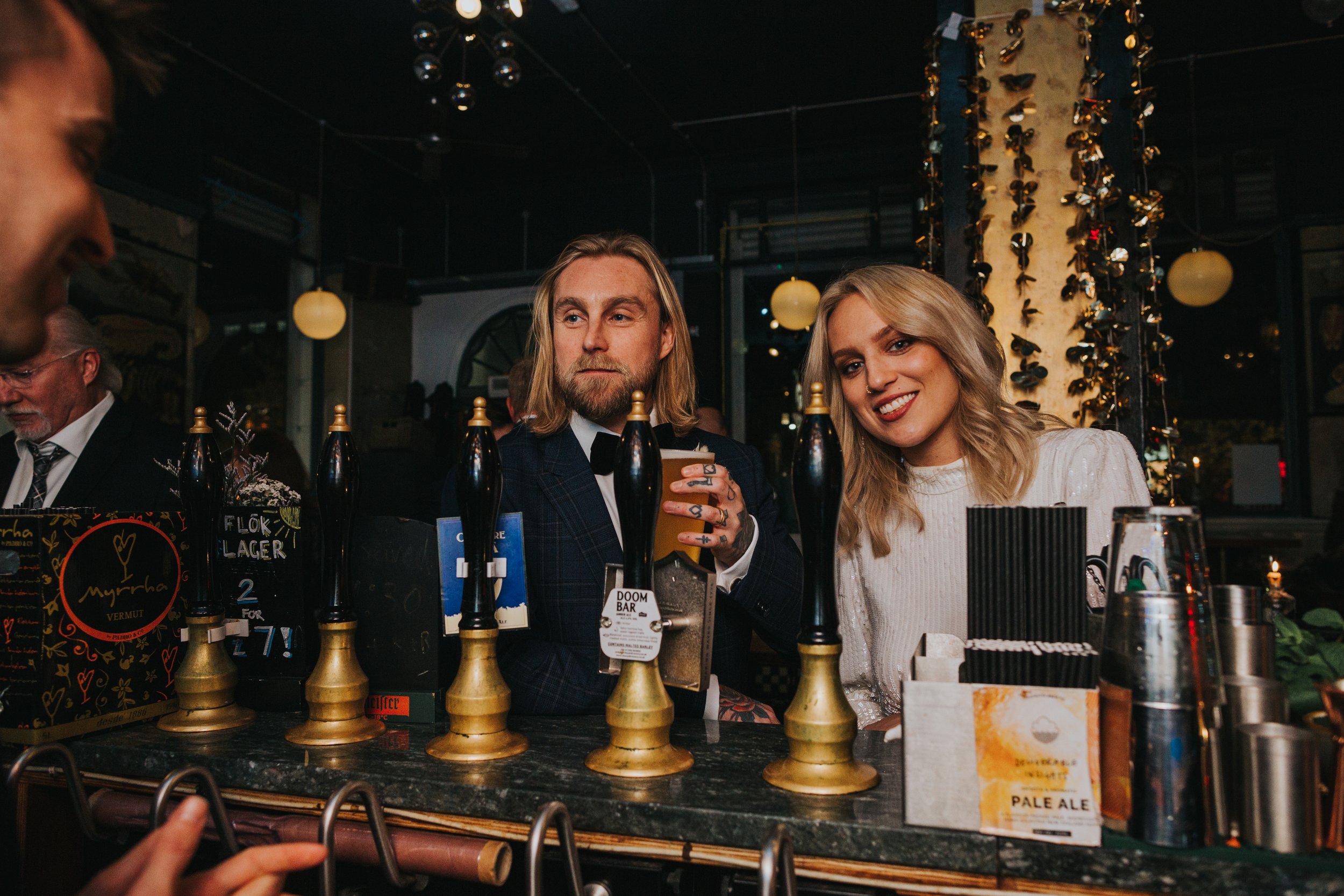 Bride and Groom at the bar. 