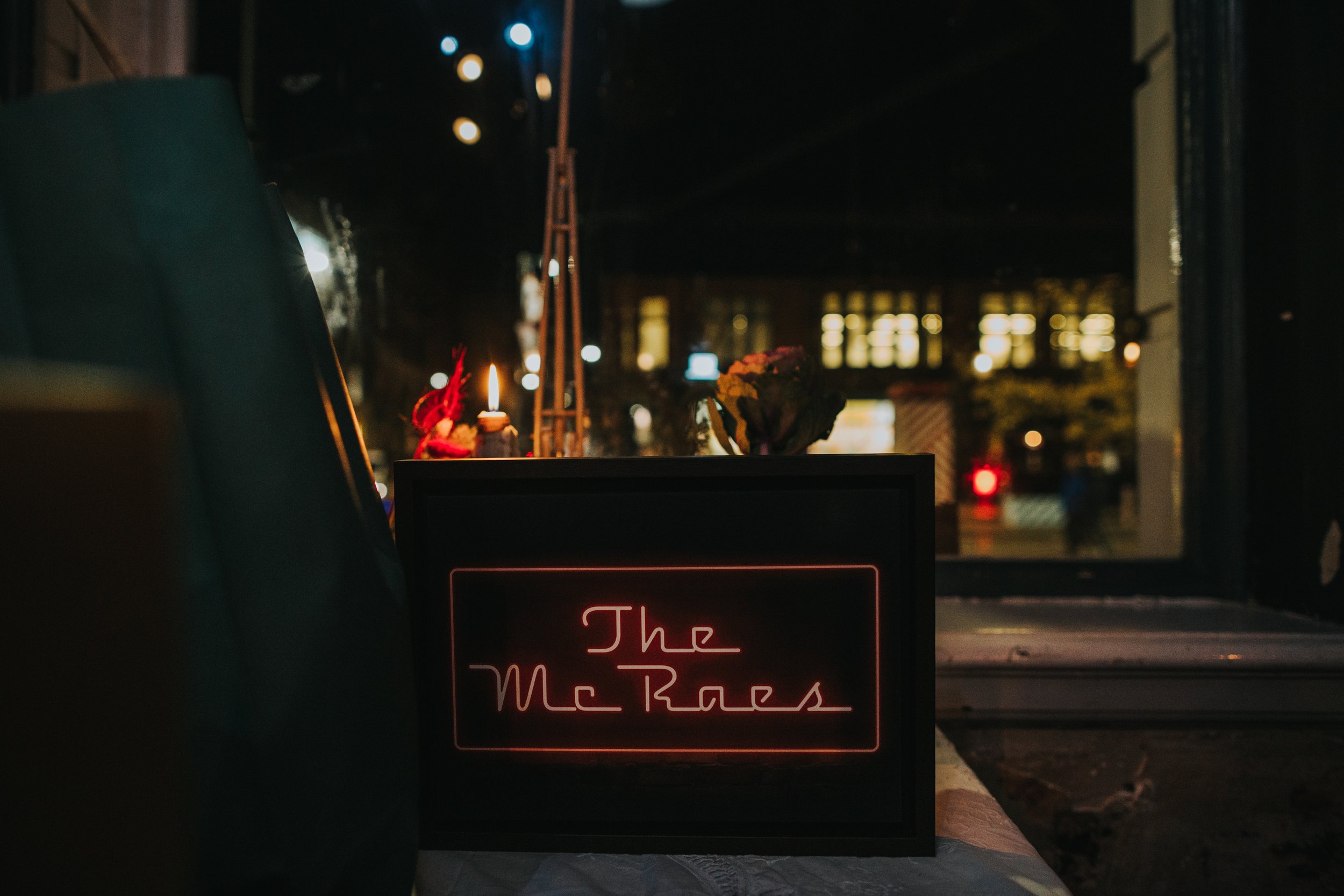 The McRaes neon sign. 