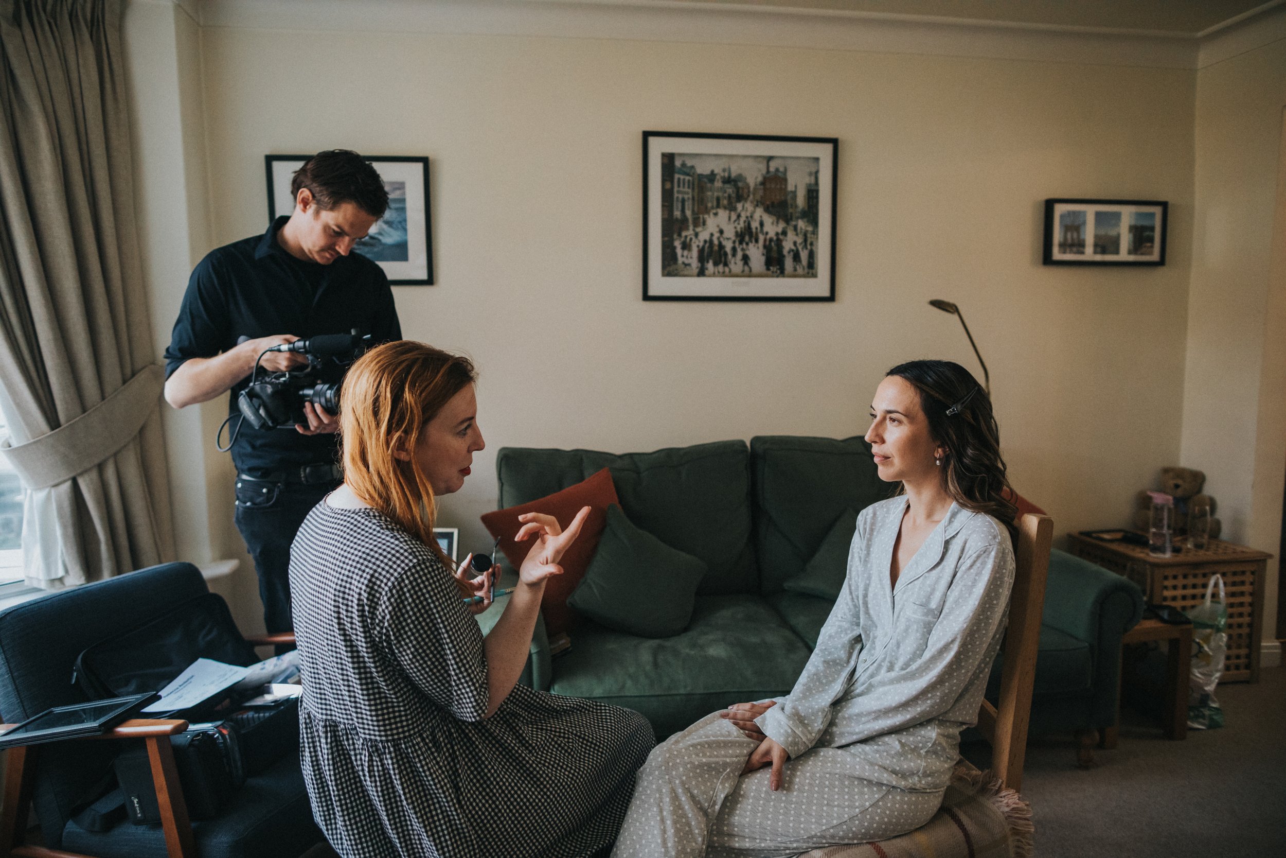 Bride is filmed by a family friend while having her make up done by Rebecca Anderton. 