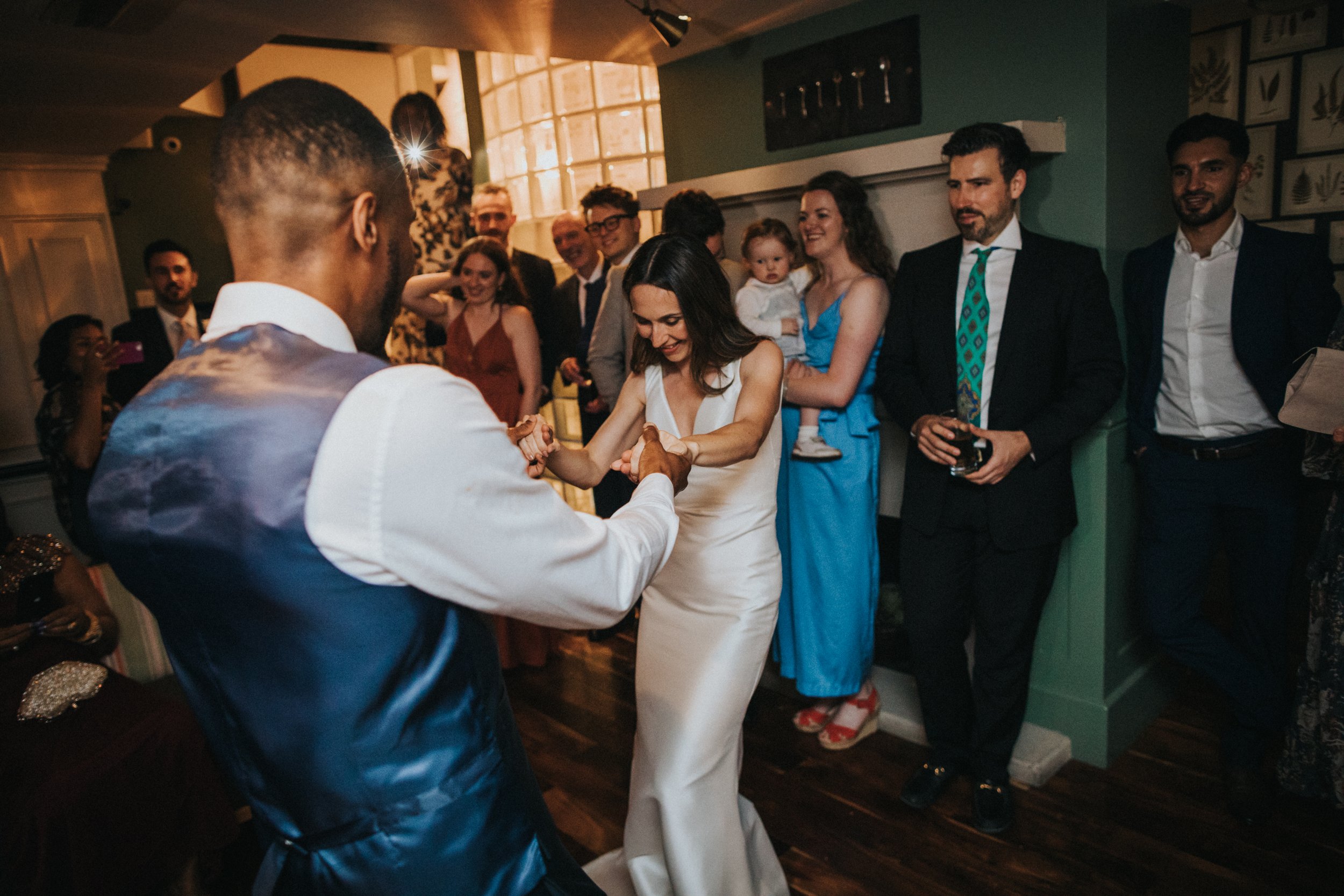 Bride and groom have their first dance. 