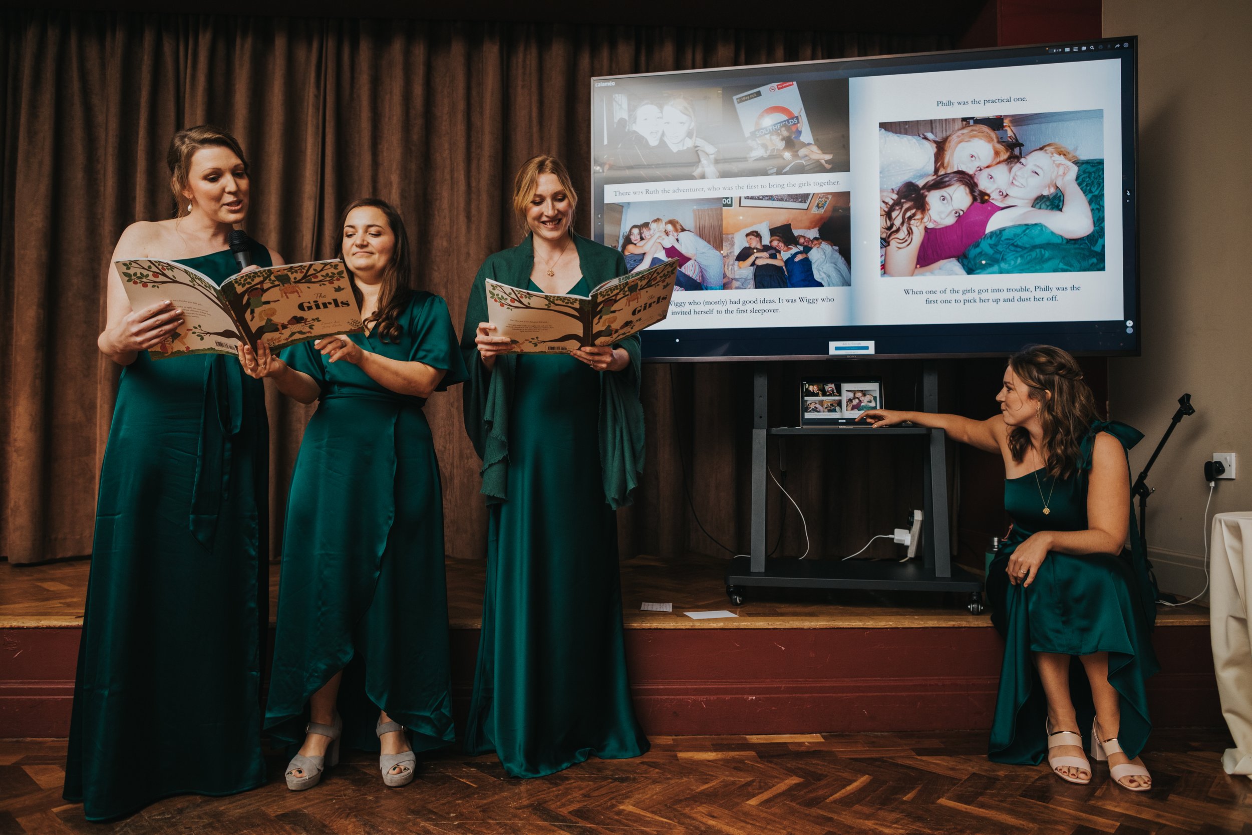 Bridesmaids give their speech. 