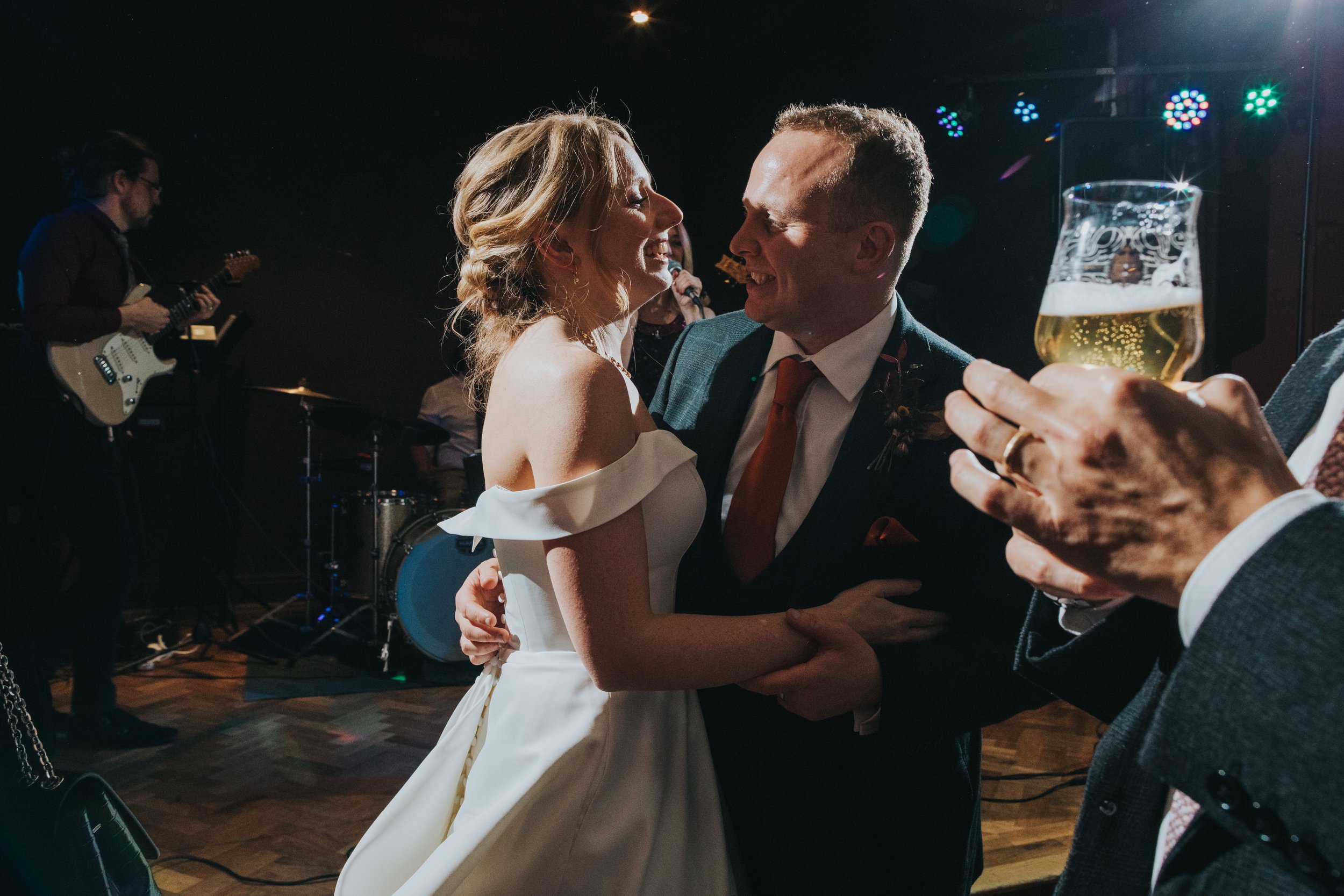 Bride and groom dancing. 