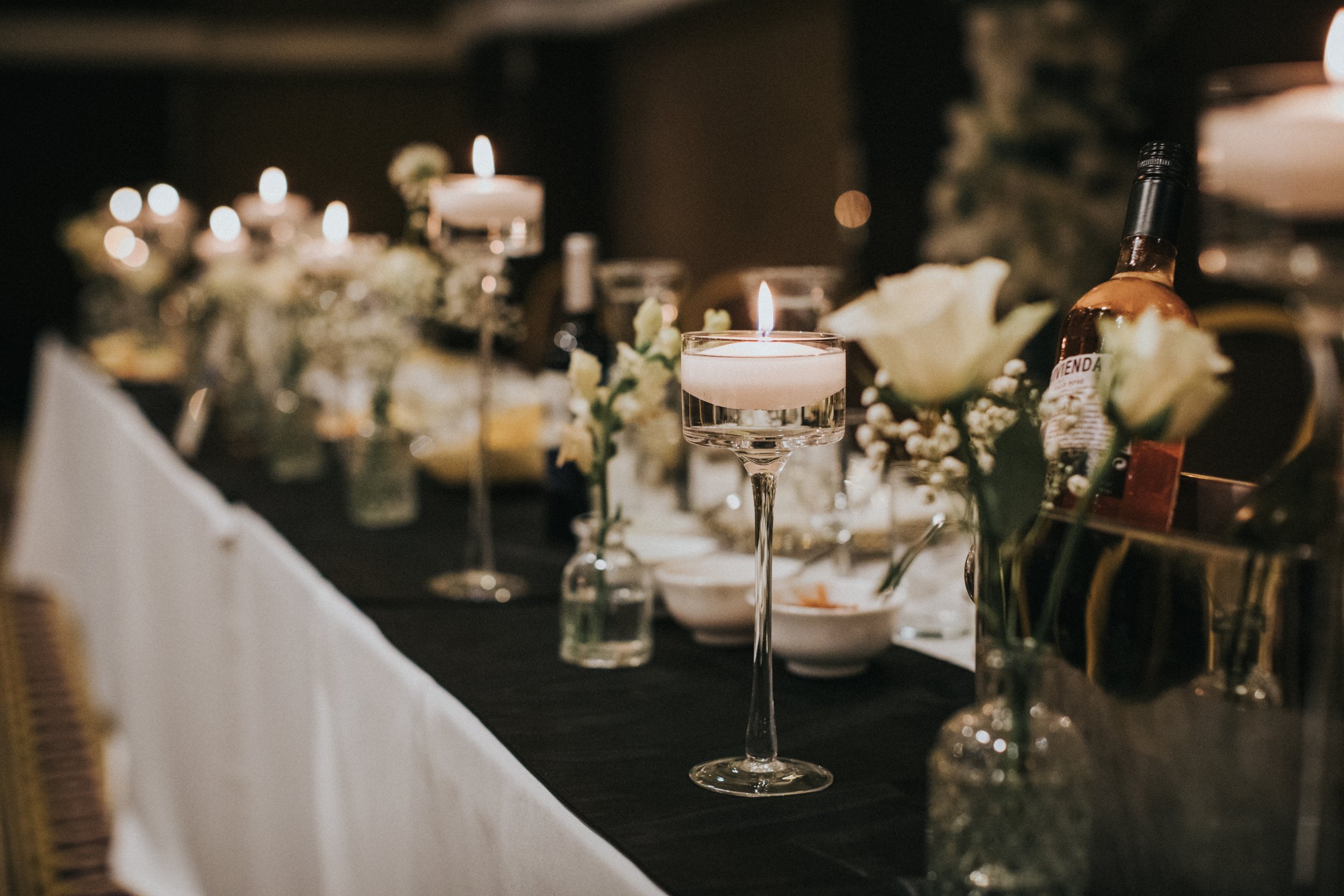 Candles on the table. 